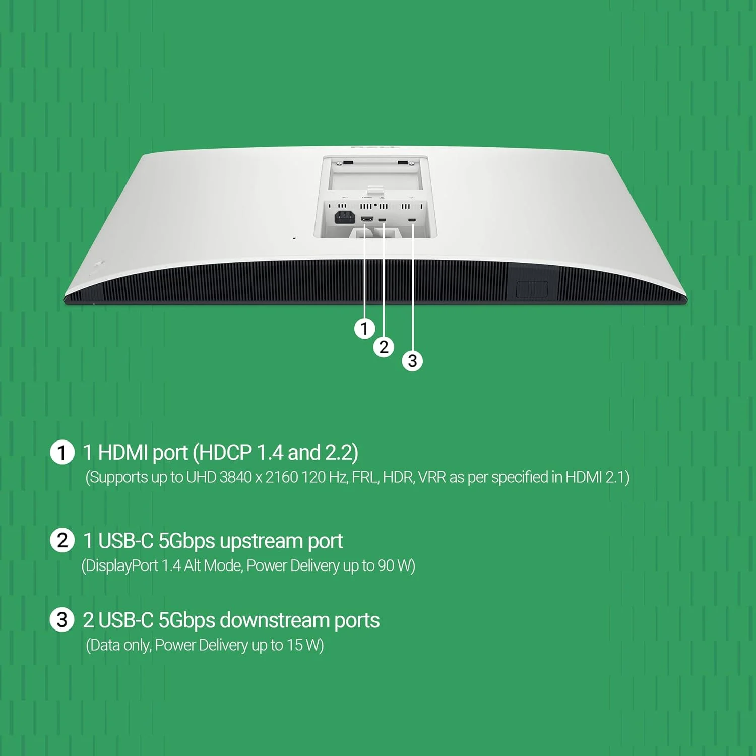 مانیتور دل 32 پلاس - S3225QC، 4K UHD (3840x2160)، 120 هرتز، QD OLED، 0.03 میلی‌ثانیه، AMD FreeSync Premium Pro، HDR True Black 400، Dolby Vision، بلندگوهای داخلی، 3 پورت USB-C، HDMI - تصویر 2