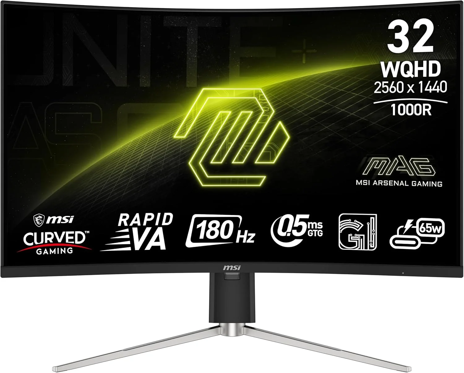 مانیتور کامپیوتر ام اس آی MAG 325CQRF QD E2 سایز 31.5 اینچ با رزولوشن 2560x1440 (QHD)، نرخ بروزرسانی 180 هرتز، Adaptive-Sync، پورت HDMI، پورت DP، قابلیت نصب VESA، قابلیت تنظیم شیب، بلندگو، زمان پاسخگویی 0.5 میلی‌ثانیه، مشکی
