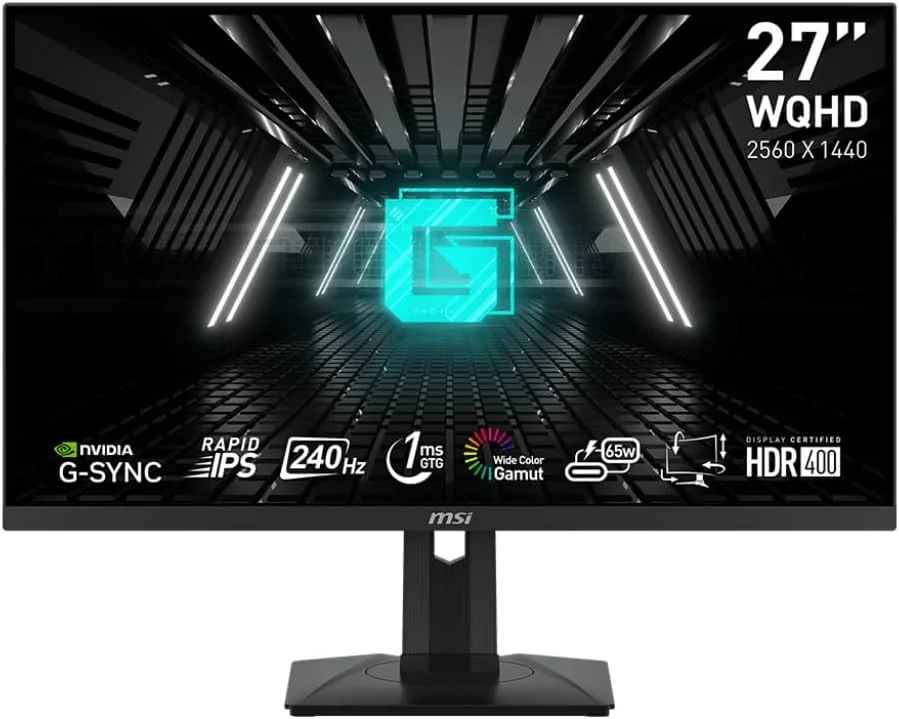 مانیتور گیمینگ MSI G274QPX Esports: ۲۷ اینچ ۲۵۶۰x۱۴۴۰ (WQHD)، نرخ تازه‌سازی ۲۴۰ هرتز، زمان پاسخگویی ۵ میلی‌ثانیه (GTG)، سطح ضد تابش نور، نصب VESA با ابعاد ۷۵x۷۵ میلی‌متر، جوی استیک ناوبری ۵ جهته - مشکی