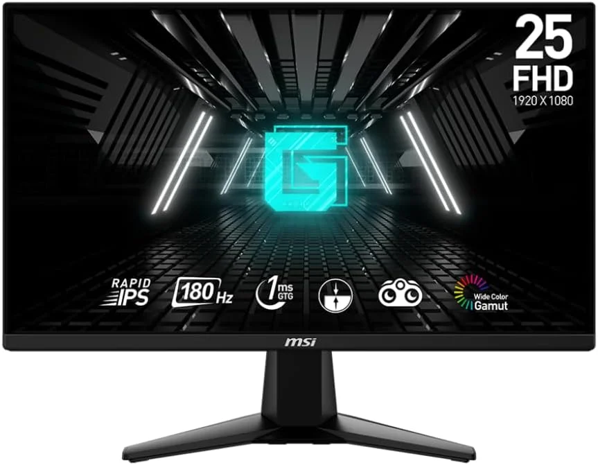 مانیتور گیمینگ MSI G255F، نمایشگر 24.5 اینچی FHD Rapid IPS، نرخ تازه‌سازی 180 هرتز، زمان پاسخ‌دهی 1 میلی‌ثانیه (GtG)، فناوری AdaptiveSync، طیف رنگی گسترده True Color، طراحی Edge-to-Edge - مشکی