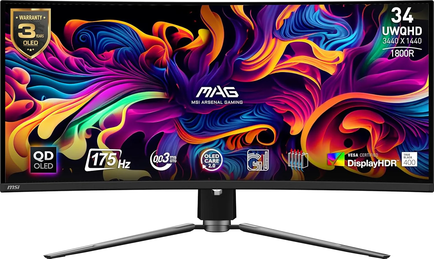 مانیتور گیمینگ ام اس آی مدل MAG341CQP QD-OLED سایز 34 اینچ