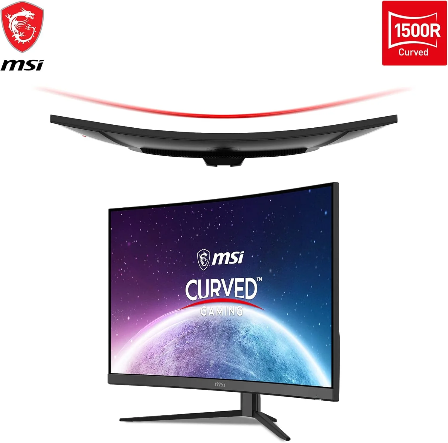 مانیتور گیمینگ خمیده 32 اینچی MSI G32C4X FHD - پنل VA با رزولوشن 1920x1080، انحنای 1500R، نرخ نوسازی 250 هرتز / 1 میلی‌ثانیه، AMD FreeSync Premium، HDR Ready، DisplayPort، HDMI، طیف رنگی گسترده، بدون حاشیه، Night Vision، مشکی - تصویر 2