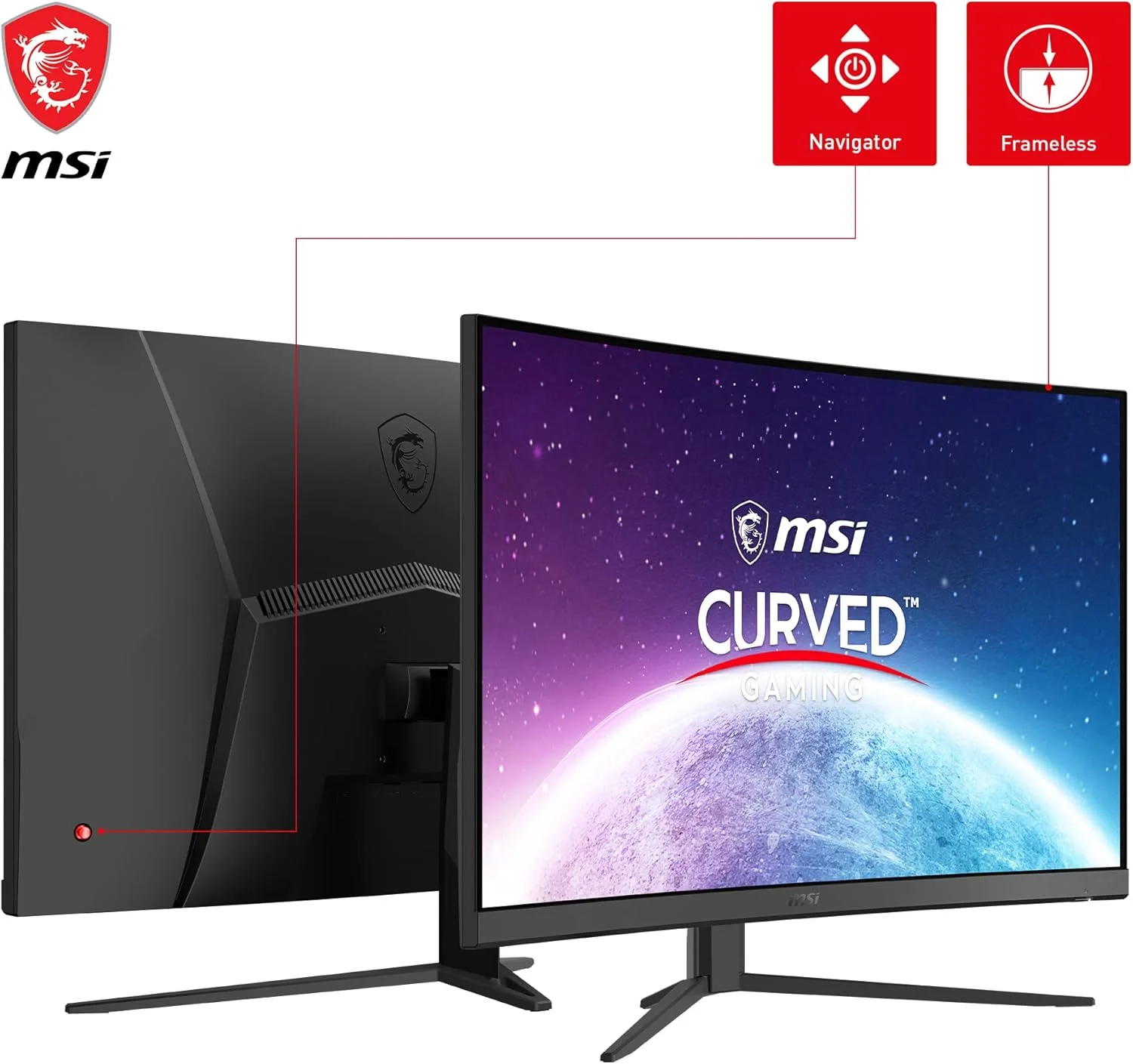 مانیتور گیمینگ خمیده 32 اینچی MSI G32C4X FHD - پنل VA با رزولوشن 1920x1080، انحنای 1500R، نرخ نوسازی 250 هرتز / 1 میلی‌ثانیه، AMD FreeSync Premium، HDR Ready، DisplayPort، HDMI، طیف رنگی گسترده، بدون حاشیه، Night Vision، مشکی - تصویر 3