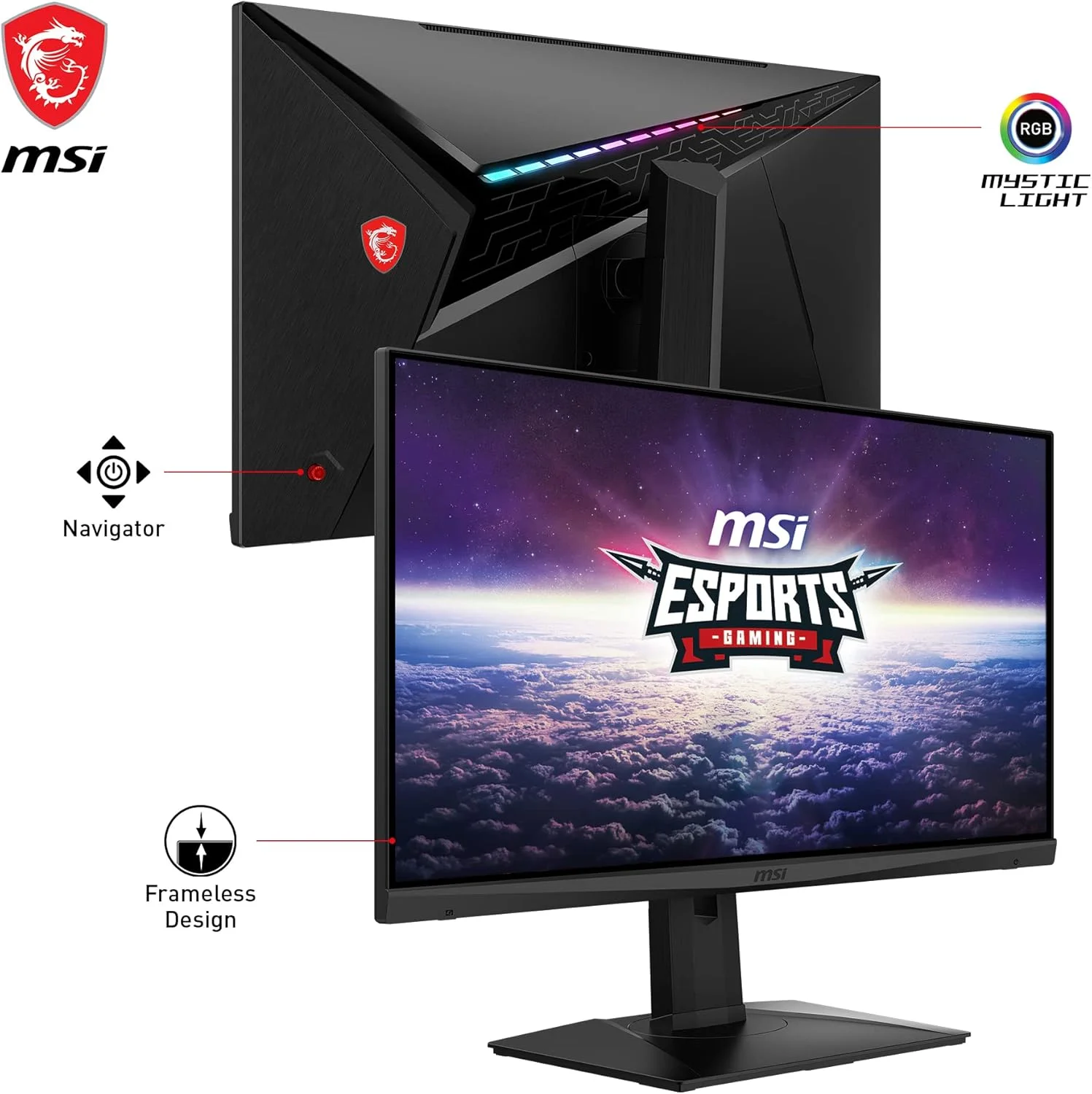 مانیتور گیمینگ ام اس آی Optix MAG281URF 4K IPS - سایز 27.9 اینچ، نسبت تصویر 16:9 UHD (3840 x 2160)، Rapid-IPS، زمان پاسخگویی 1 میلی‌ثانیه، نرخ بروزرسانی 144 هرتز، HDR، سازگار با G-Sync، DisplayPort، HDMI، Anti-Flicker، نور آبی کمتر، Night Vision، مشکی - تصویر 3
