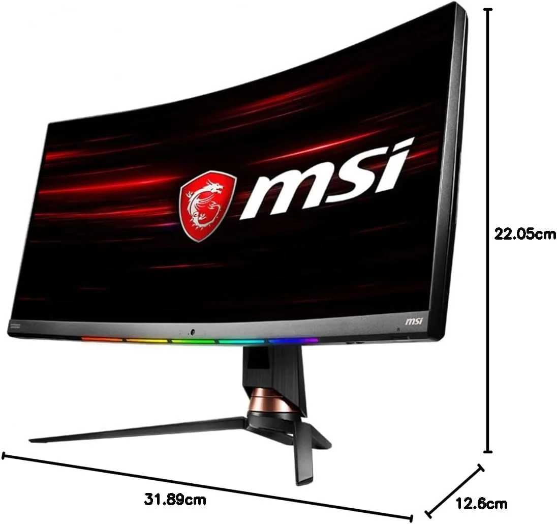 مانیتور گیمینگ خمیده MSI Optix MPG341CQR - سایز 34 اینچ، 21:9 UWQHD (3440x1440)، 2K، VA، نرخ نوسازی 144 هرتز، زمان پاسخگویی 1 میلی‌ثانیه، انحنای 1800R، FreeSync، HDR، RGB، پایه قابل تنظیم، DisplayPort، HDMI، Type-C، Anti-Flicker، کاهش نور آبی - تصویر 2