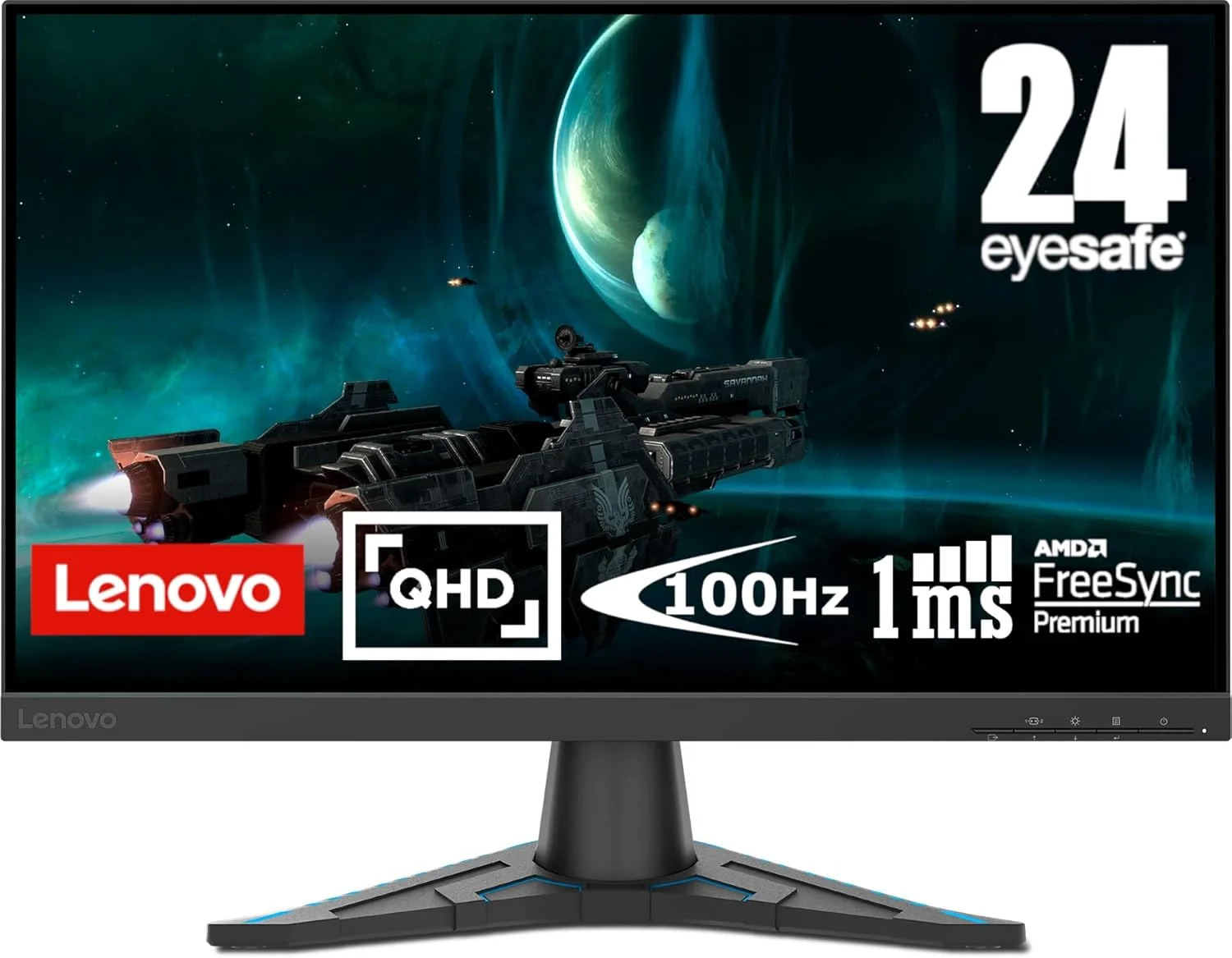 مانیتور ال ای دی لنوو G24qe-20 با صفحه نمایش تخت 60.5 سانتی متر (23.8 اینچ) و رزولوشن 2560 x 1440 پیکسل Quad HD - مشکی