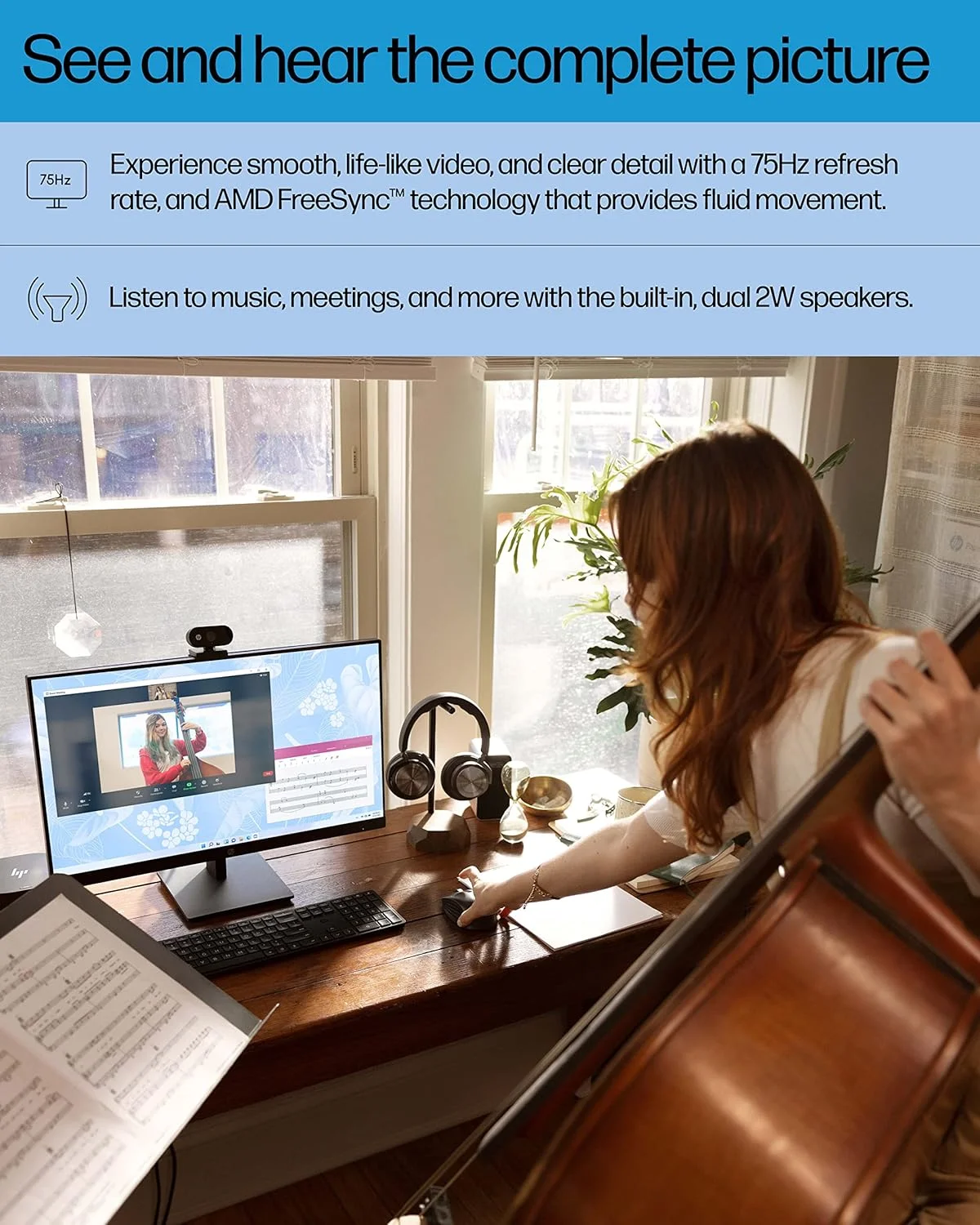 مانیتور 27 اینچی HP مدل 27h Full HD - پنل IPS و نرخ تازهسازی 75 هرتز - صفحه نمایش روان - حاشیه میکرو لبه 3 طرفه - قابلیت تنظیم ارتفاع/شیب 100 میلیمتری - بلندگوهای دوگانه داخلی - مناسب برای کارمندان هیبریدی - تصویر 3 مانیتور 27 اینچی HP مدل 27h Full HD - پنل IPS و نرخ تازهسازی 75 هرتز - صفحه نمایش روان - حاشیه میکرو لبه 3 طرفه - قابلیت تنظیم ارتفاع/شیب 100 میلیمتری - بلندگوهای دوگانه داخلی - مناسب برای کارمندان هیبریدی - تصویر 3