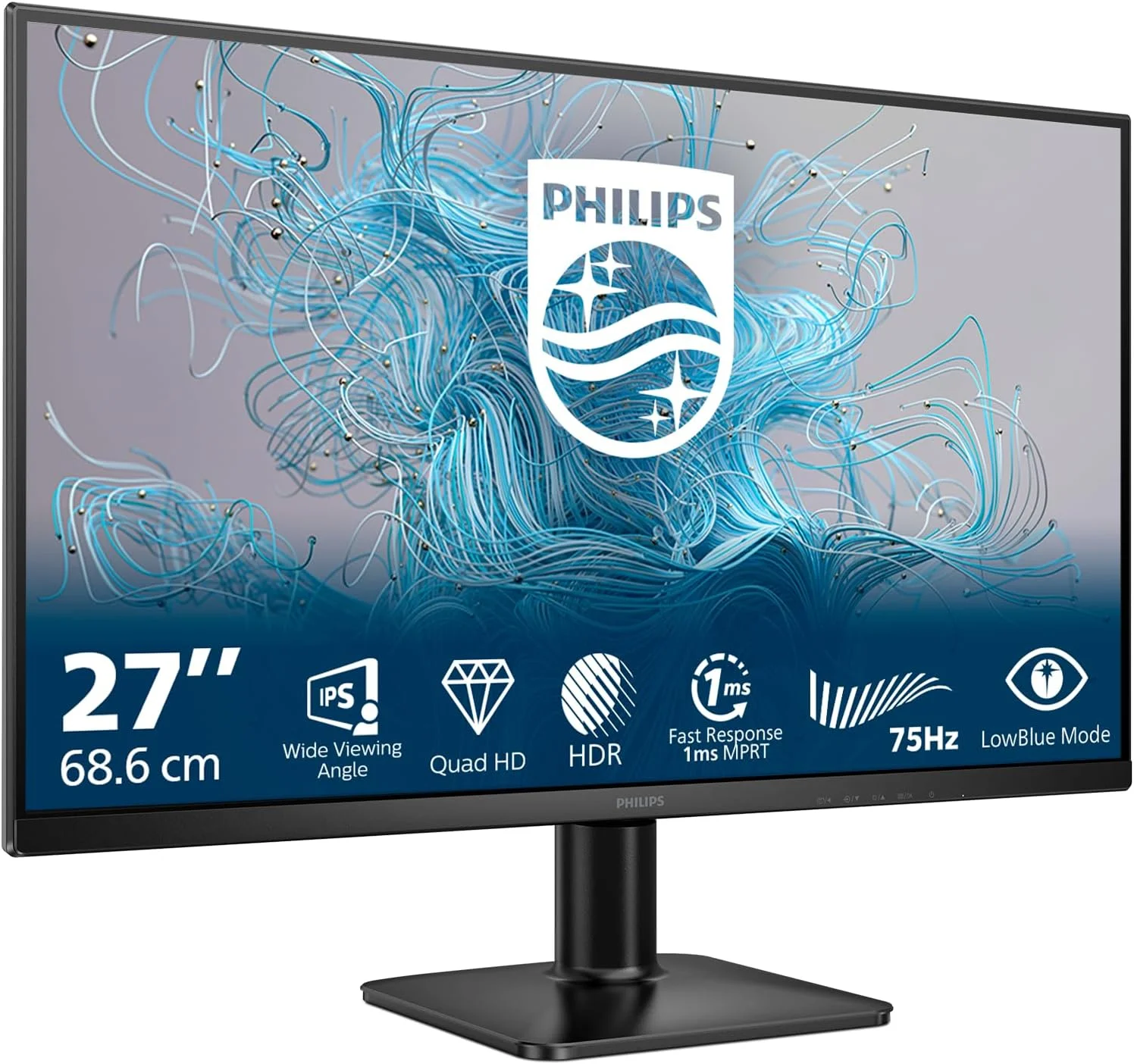 مانیتور 27 اینچی فیلیپس مدل 27E2N1500L، کیفیت QHD، نرخ نوسازی 75 هرتز، پنل IPS، زمان پاسخگویی 1 میلی‌ثانیه MPRT، Adaptive Sync، HDR10، (2560x1440، HDMI 1x1.4، DP 1x 1.4) مشکی