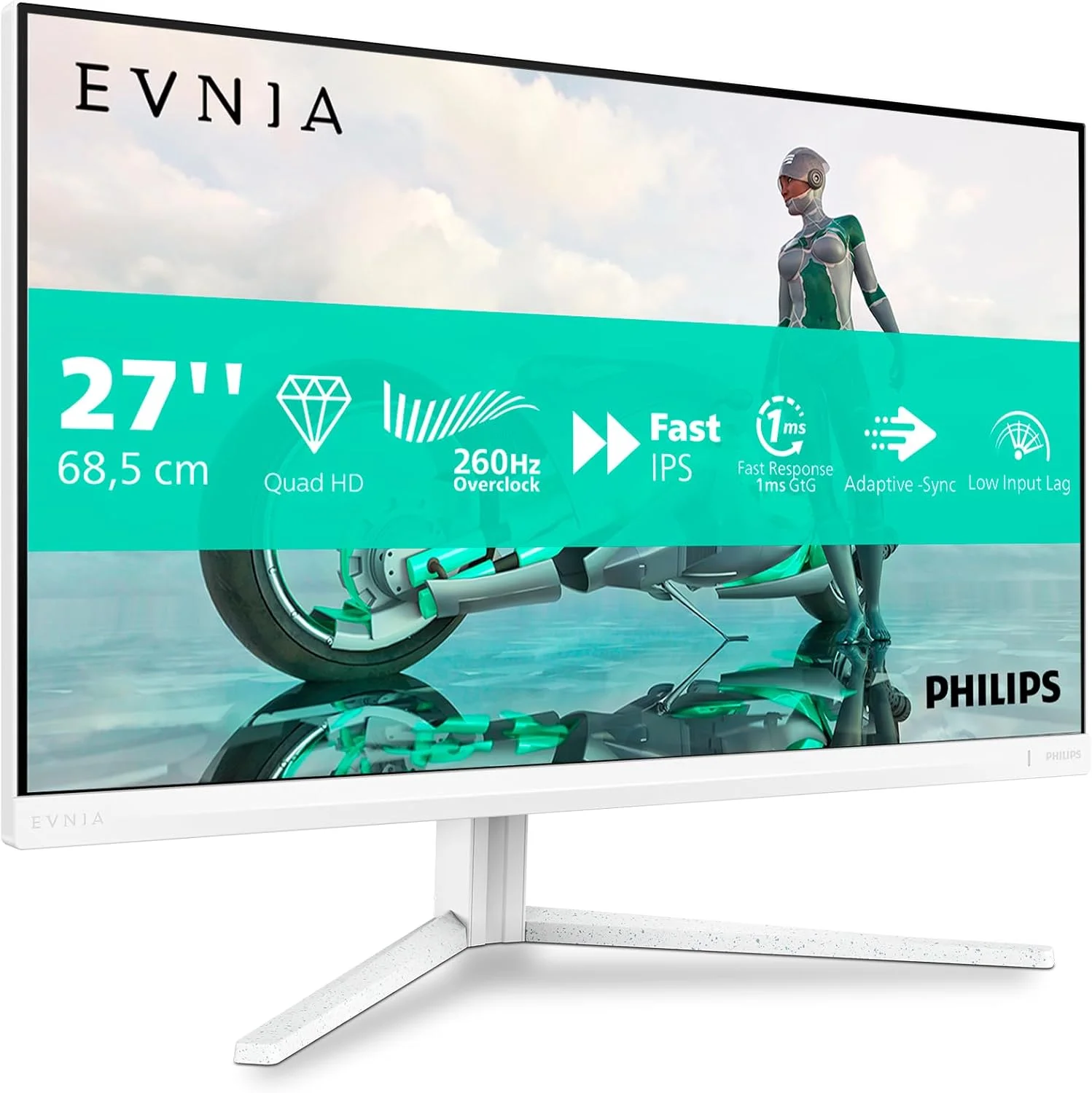 مانیتور 27 اینچی فیلیپس مدل 27M2N3501PA، رزولوشن QHD، نرخ 260 هرتز، پنل Fast IPS، زمان پاسخگویی 0.3 میلی‌ثانیه MPRT، Adaptive Sync، HDR400، قابلیت تنظیم ارتفاع (2560x1440، دارای 2 پورت HDMI 2.0 و 1 پورت DP 1.4)، رنگ مشکی