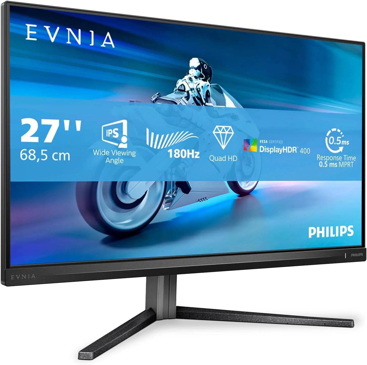 مانیتور گیمینگ 27 اینچی Philips Evnia 27M2N5500 با کیفیت QHD، نرخ نوسازی 180 هرتز، FreeSync Premium، سازگار با G-Sync، HDR400 (2560x1440, 1 ms, HDMI, DisplayPort) مشکی/خاکستری