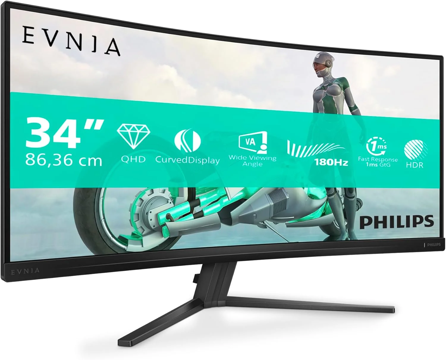مانیتور 34 اینچ خمیده Philips 34M2C3500L/00 E.M2 با رزولوشن WQHD و نرخ بروزرسانی 180 هرتز