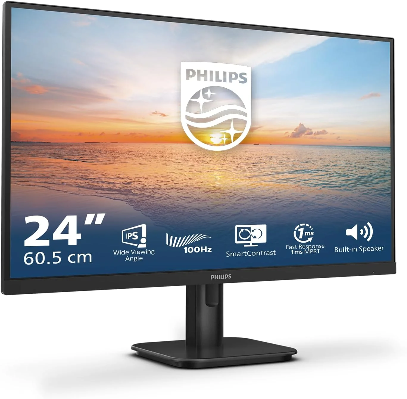 مانیتور 24 اینچی فیلیپس 24E1N1200A - فول اچ دی، 120 هرتز، Adaptive Sync، بلندگو (1920x1080, D-Sub, HDMI 1.4, 1x DP 1.2) مشکی