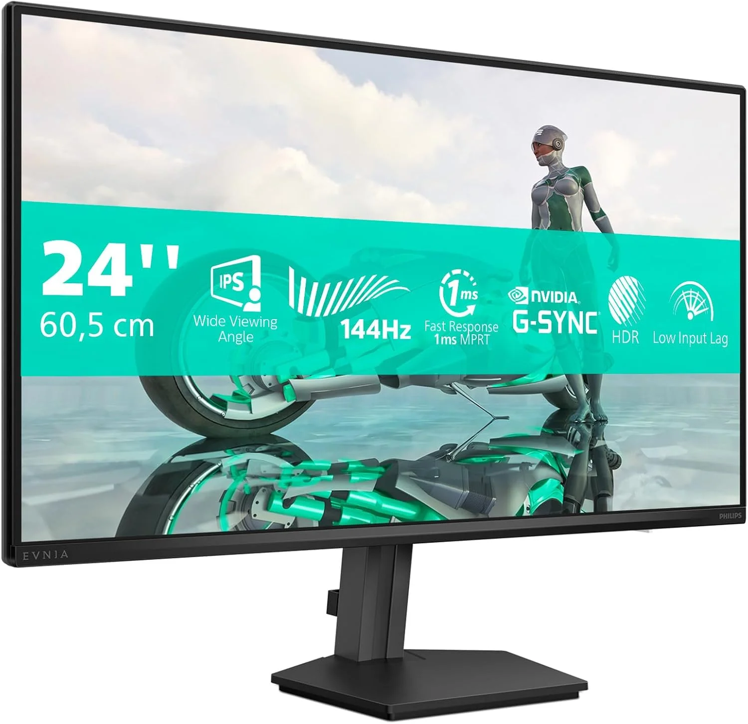 مانیتور گیمینگ 24 اینچی Philips Evnia 24M2N3200NF - Full HD، 144 هرتز، 4 میلی‌ثانیه، FreeSync، سازگار با G-Sync (1920x1080, HDMI 2.0, DisplayPort 1.4) مشکی
