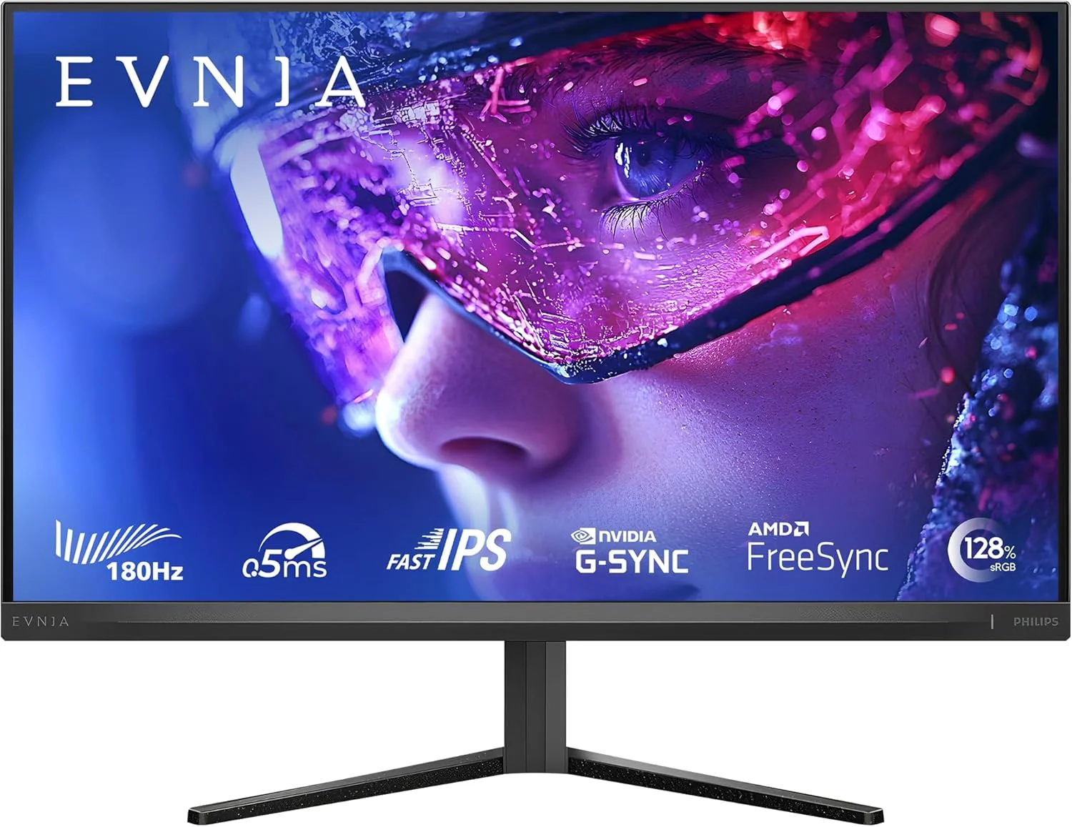 مانیتور گیمینگ 27 اینچی فیلیپس Evnia، 180 هرتز، 0.5 میلی‌ثانیه، Fast IPS، Full HD (1920 x 1080p)، HDR 10، HDMI 2.0، DP 1.4، Adaptive Sync، تاخیر ورودی کم، SmartControl - 27M2N3200L