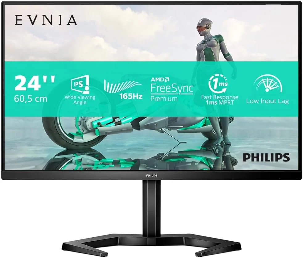 مانیتور گیمینگ 24 اینچی فیلیپس Evnia 24M1N3200ZS، FHD، 165 هرتز، IPS، 1 میلی‌ثانیه، AMD FreeSync، تاخیر ورودی کم، Smart Image، Smart Contrast (1920 x 1080، 250 cd/m²، HDMI x 2 DisplayPort)