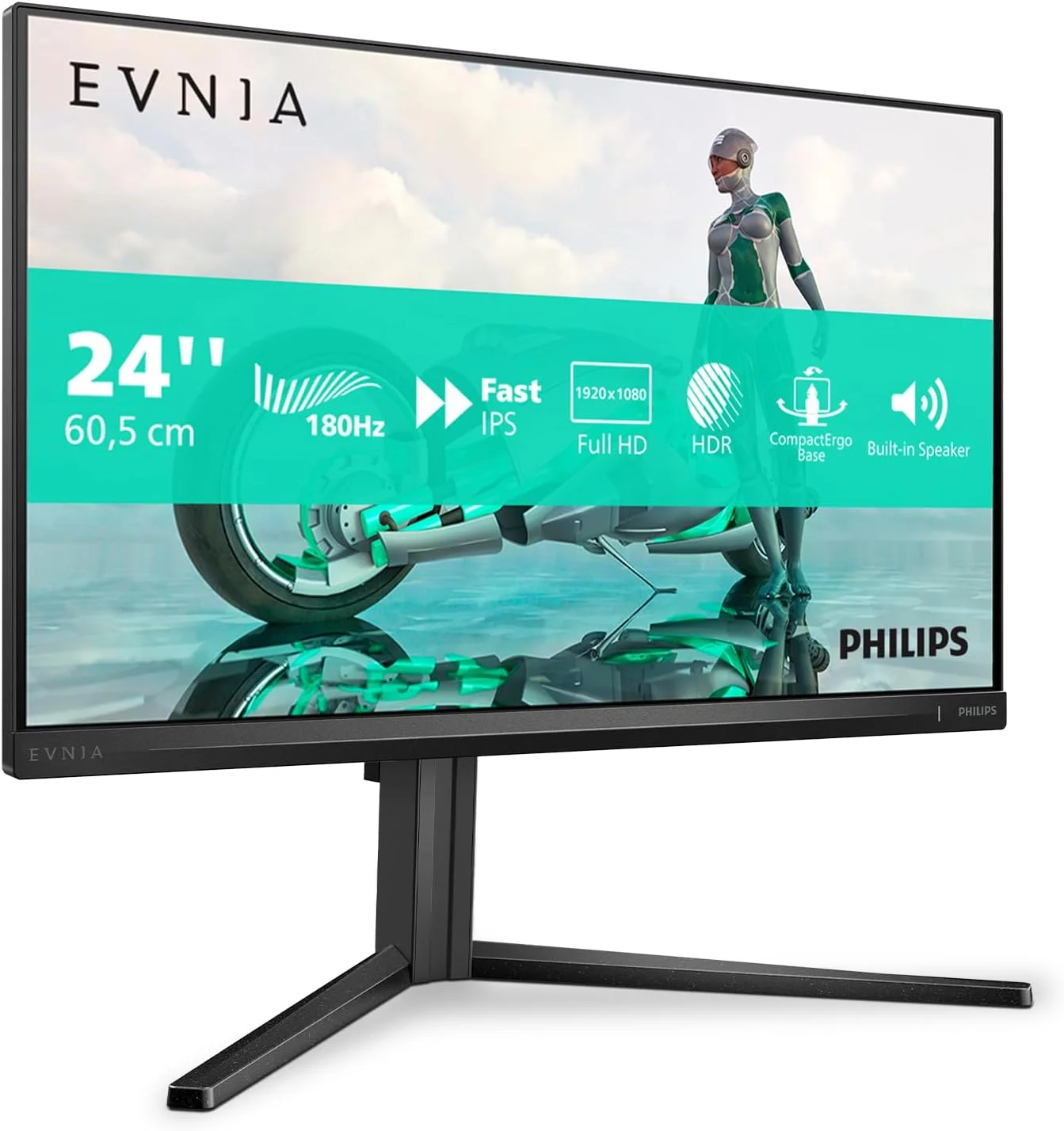 مانیتور گیمینگ 24 اینچی فیلیپس مدل 24M2N3200AM - Full HD، نرخ نوسازی 180 هرتز، زمان پاسخگویی 1 میلی‌ثانیه GtG، FreeSync Premium، سازگار با G-Sync (1920x1080، 2x HDMI، DisplayPort) مشکی/خاکستری