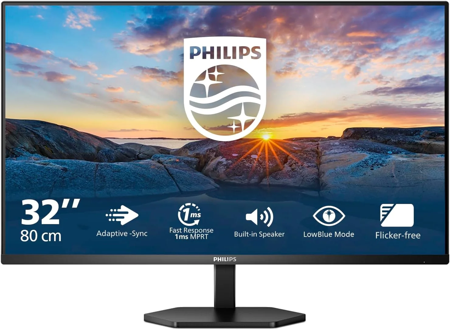 مانیتور 32 اینچی فیلیپس مدل 32E1N3100LA با کیفیت Full HD، بلندگوی داخلی، قابلیت تنظیم زاویه، رزولوشن 1920x1080، درگاه VGA و HDMI 1.4، رنگ مشکی