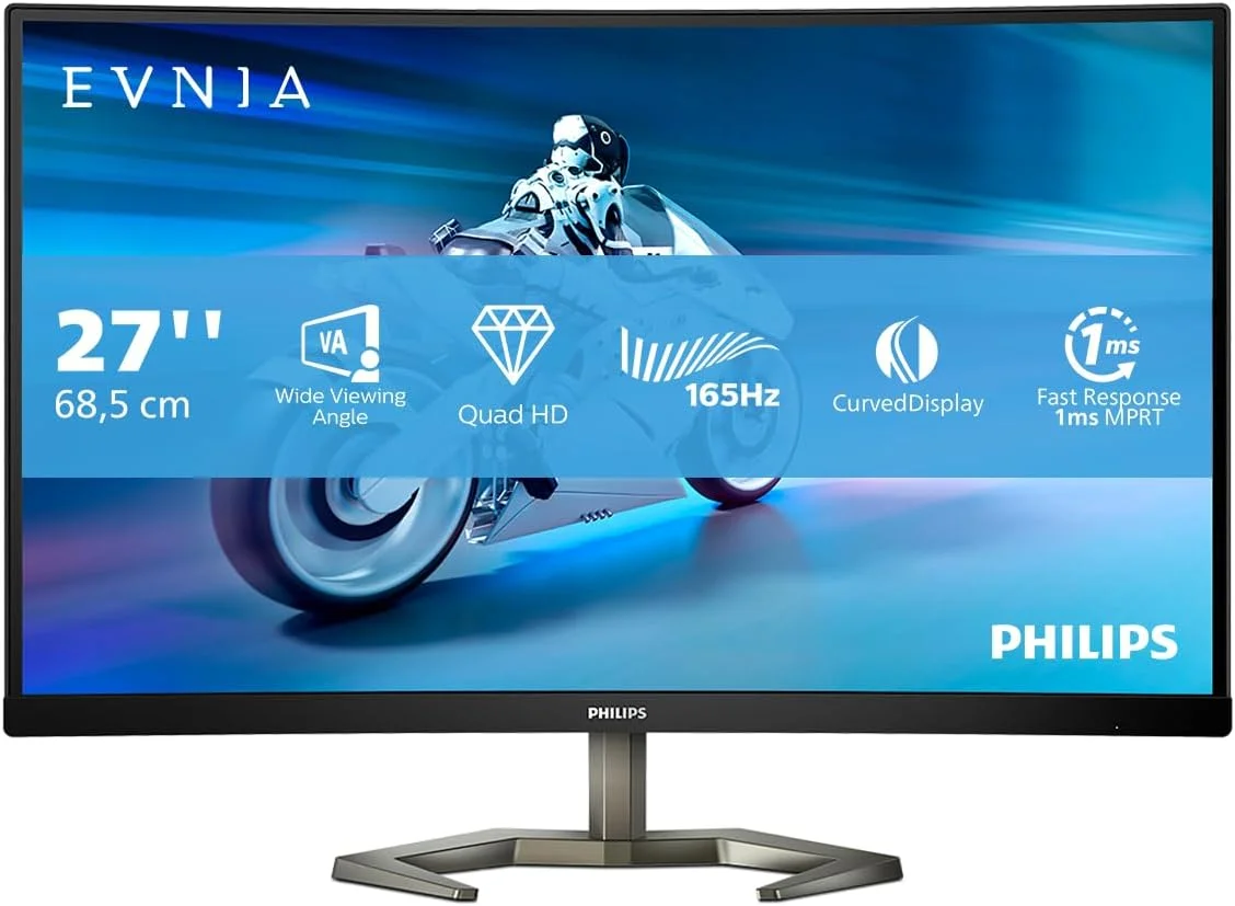 مانیتور خمیده 27 اینچی فیلیپس گیمینگ مدل 27M1C5500Vl، VA، 165 هرتز، 1 میلی‌ثانیه، Smart Image HDR، Low Input Lag، Titl، Vesa 100 (2560 X 1440 @ 165Hz, 250 Cd/M² Hdmi 2.0 / Dp 1.4)