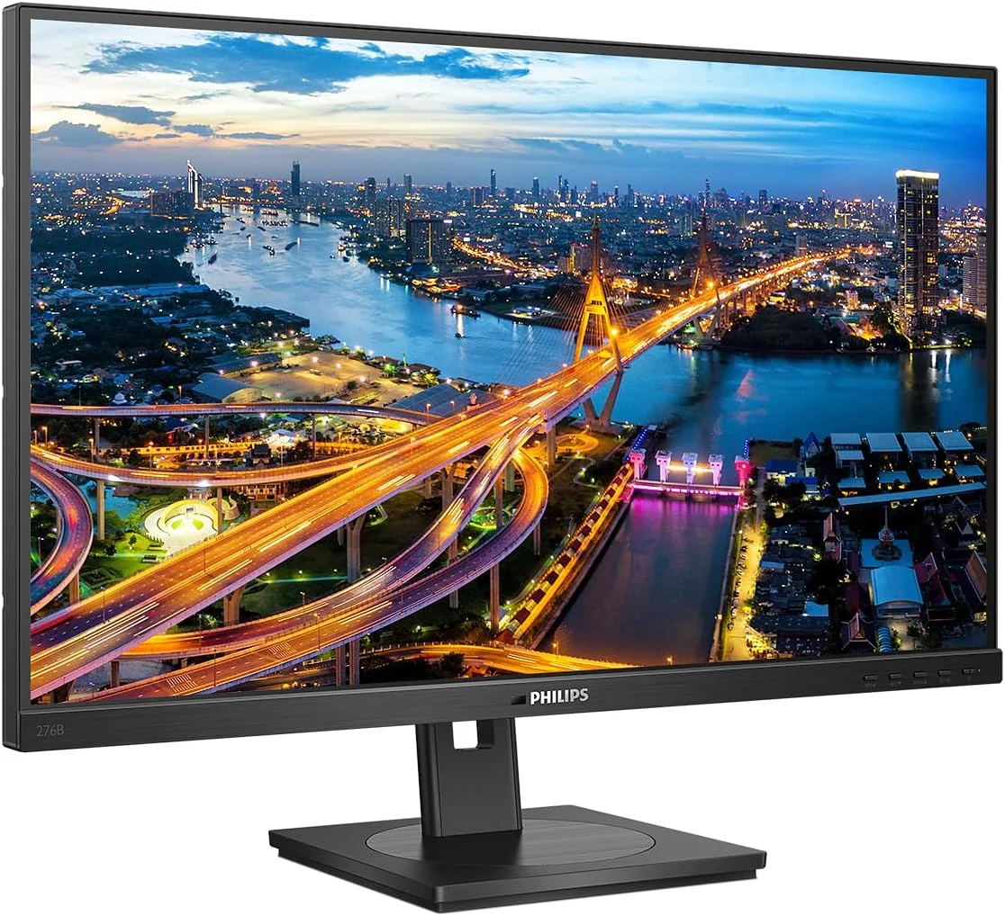 مانیتور 27 اینچی Philips 276B1 با کیفیت QHD، نرخ نوسازی 75 هرتز، زمان پاسخگویی 4 میلی‌ثانیه، پنل IPS، داک USB-C، بلندگوها، قابلیت تنظیم ارتفاع، حسگر نور (2560x1440, 300 cd/m², HDMI/DP/USB-C/USB 3.2, RJ45)