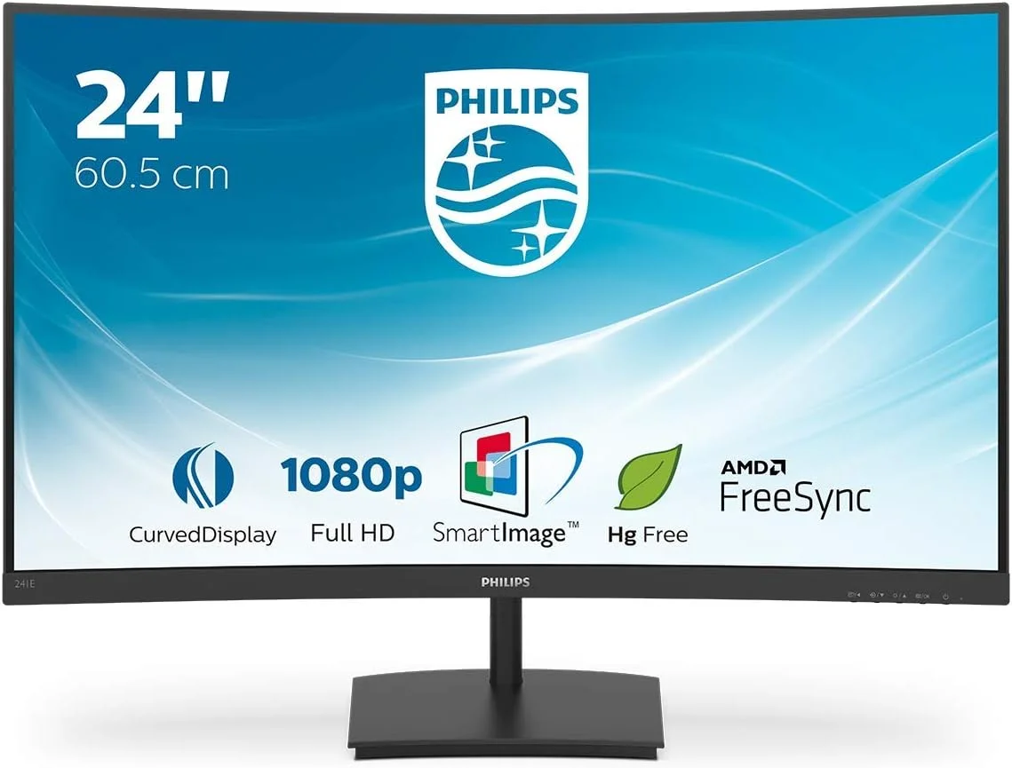 نمایشگر ال ای دی فیلیپس E Line 241E1SC00، 59.9 سانتی متر (23.6 اینچ)، 1920 x 1080 پیکسل، Full HD، مشکی