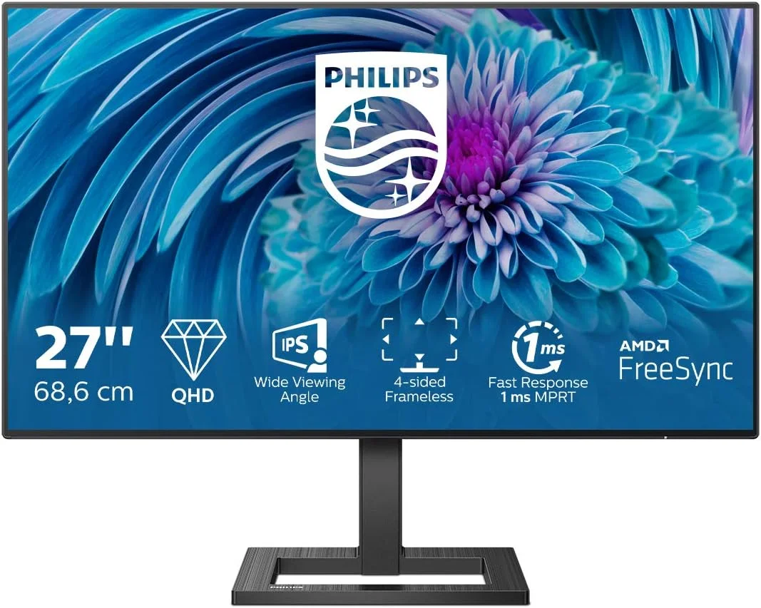 مانیتور 27 اینچی فیلیپس 275E2FAE - QHD، 75 هرتز، 4 میلی‌ثانیه، IPS، بلندگو، AMD FreeSync، طراحی بدون حاشیه (2560 x 1440, 350 cd/m², HDMI/DP) - تصویر 2