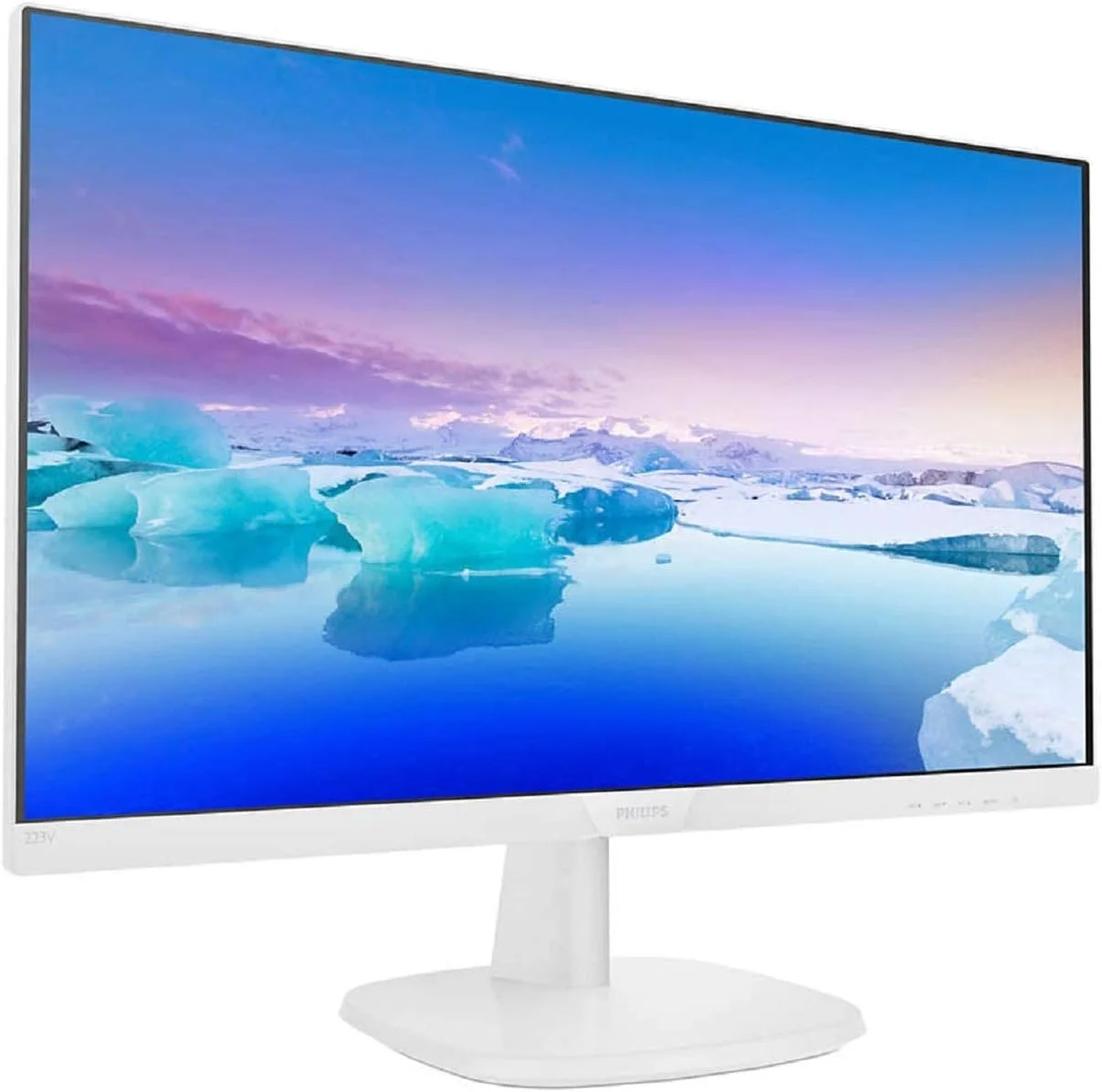 مانیتور 22 اینچی ال ای دی IPS فیلیپس مدل 223V7QHAW با کیفیت Full HD، حاشیه باریک، قابلیت نصب VESA، پورت HDMI، VGA و بلندگو، رنگ سفید