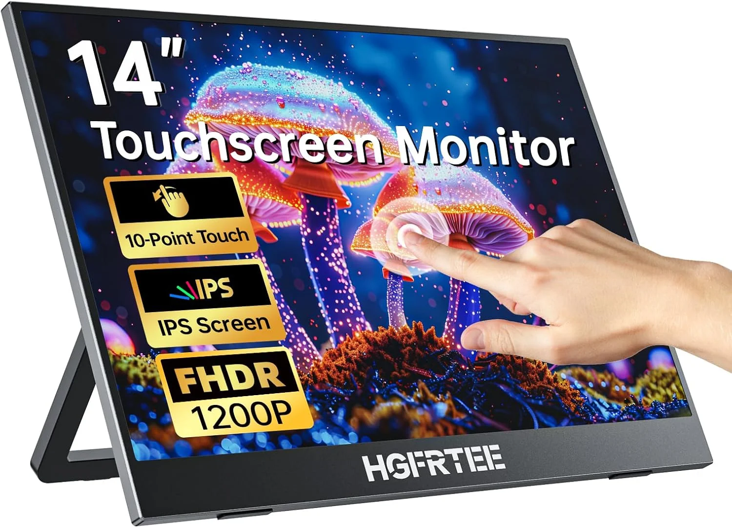 مانیتور لمسی قابل حمل 14.1 اینچی 1920x1200، صفحه نمایش قابل حمل، IPS، sRGB 100٪، USB C و Mini HDMI، VESA، پایه تاشو