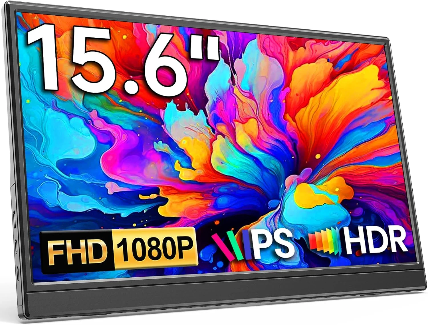 مانیتور قابل حمل 15.6 اینچی KQC با کیفیت FHD 1080P IPS، بسیار باریک USB-C HDMI به همراه پایه، نمایشگر بدون حاشیه برای لپ تاپ، مک، تلفن، PS، ایکس باکس، سوییچ گیمینگ