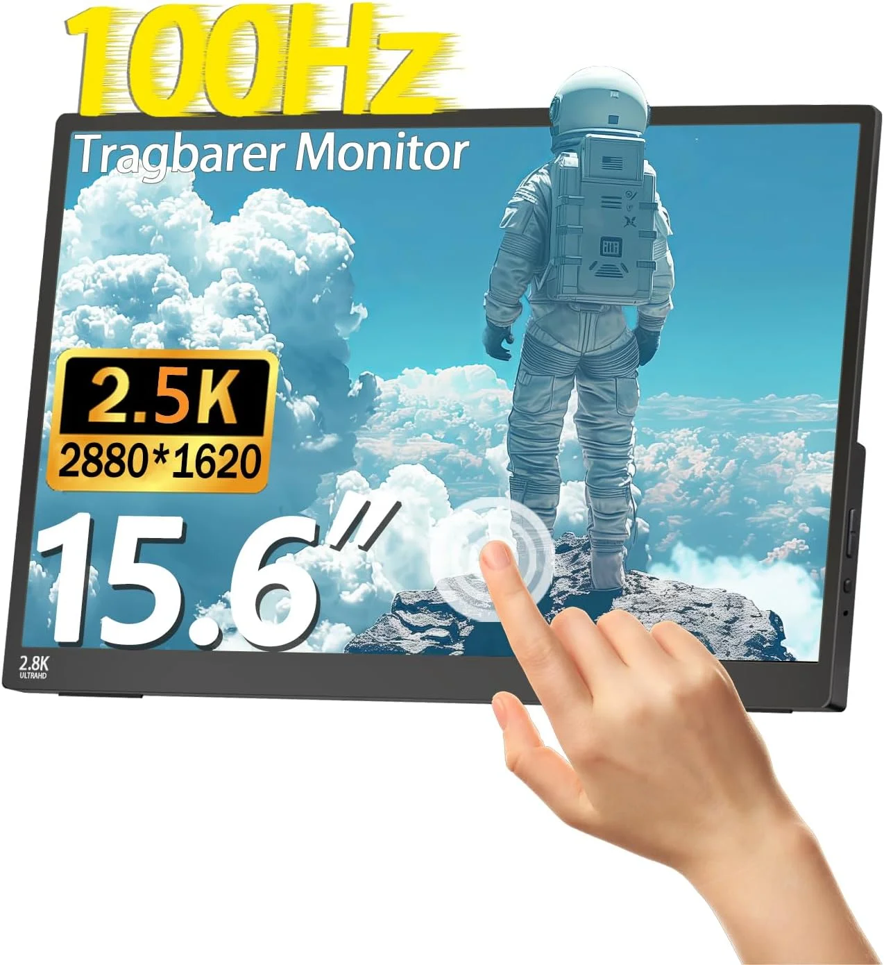 مانیتور لمسی 15.6 اینچی 2.5K، FHD 2880 x 1620 IPS 100 هرتز 16:9 با قابلیت لمس 10 نقطه‌ای، مانیتور قابل حمل فوق‌العاده نازک با پوشش 100% sRGB، مانیتور قابل حمل توسعه یافته برای لپ‌تاپ/رایانه شخصی/تلفن هوشمند/مک/ایکس‌باکس