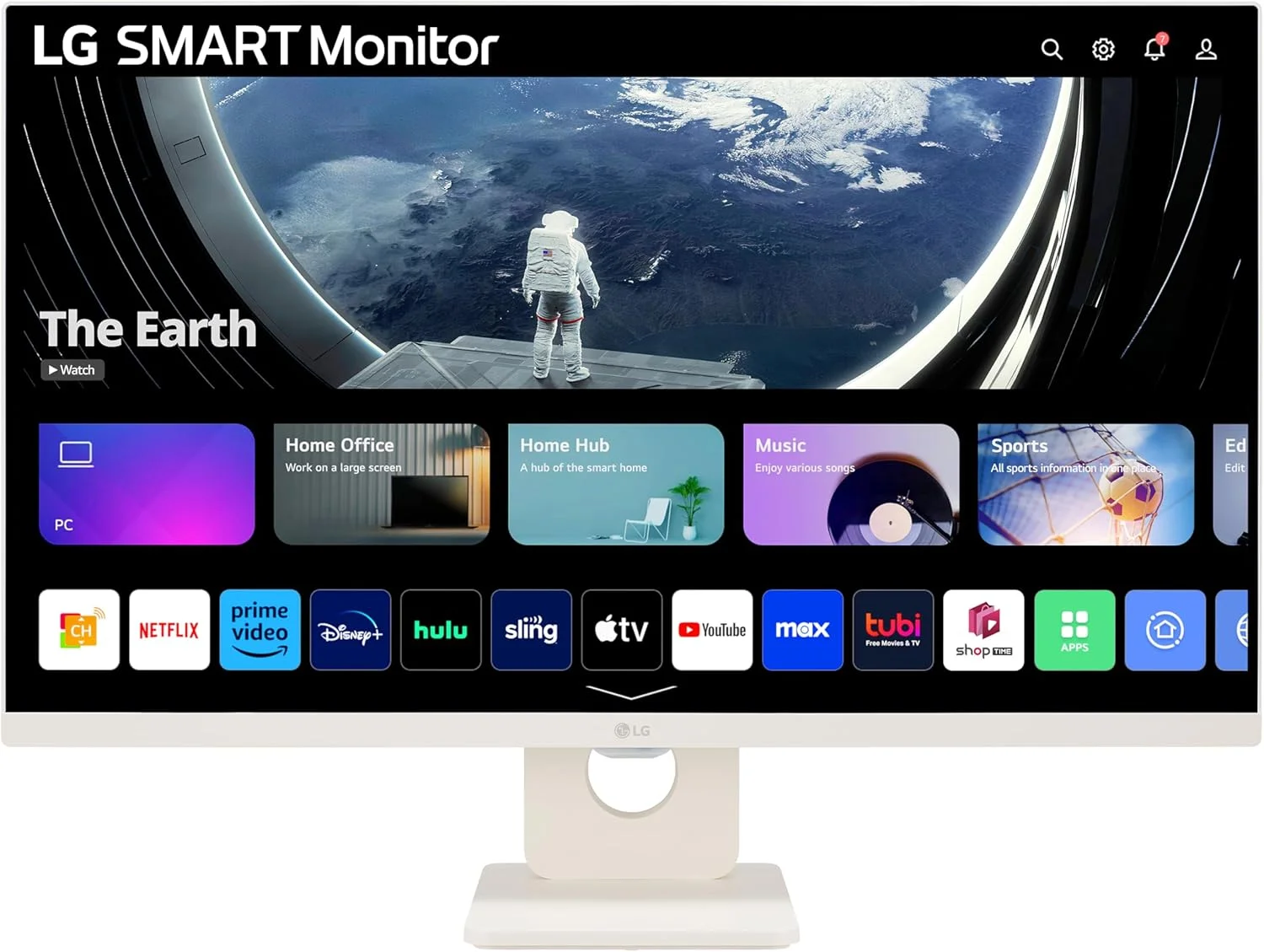 مانیتور هوشمند ال‌جی مدل 27U511SA-W - فول اچ‌دی 1080p IPS 27 اینچ، 100 هرتز، زمان پاسخگویی 5 میلی‌ثانیه، بلندگوهای داخلی، اتصال وای‌فای و بلوتوث، بدون حاشیه، برنامه‌های تلویزیون هوشمند webOS، کنترل از راه دور، سفید