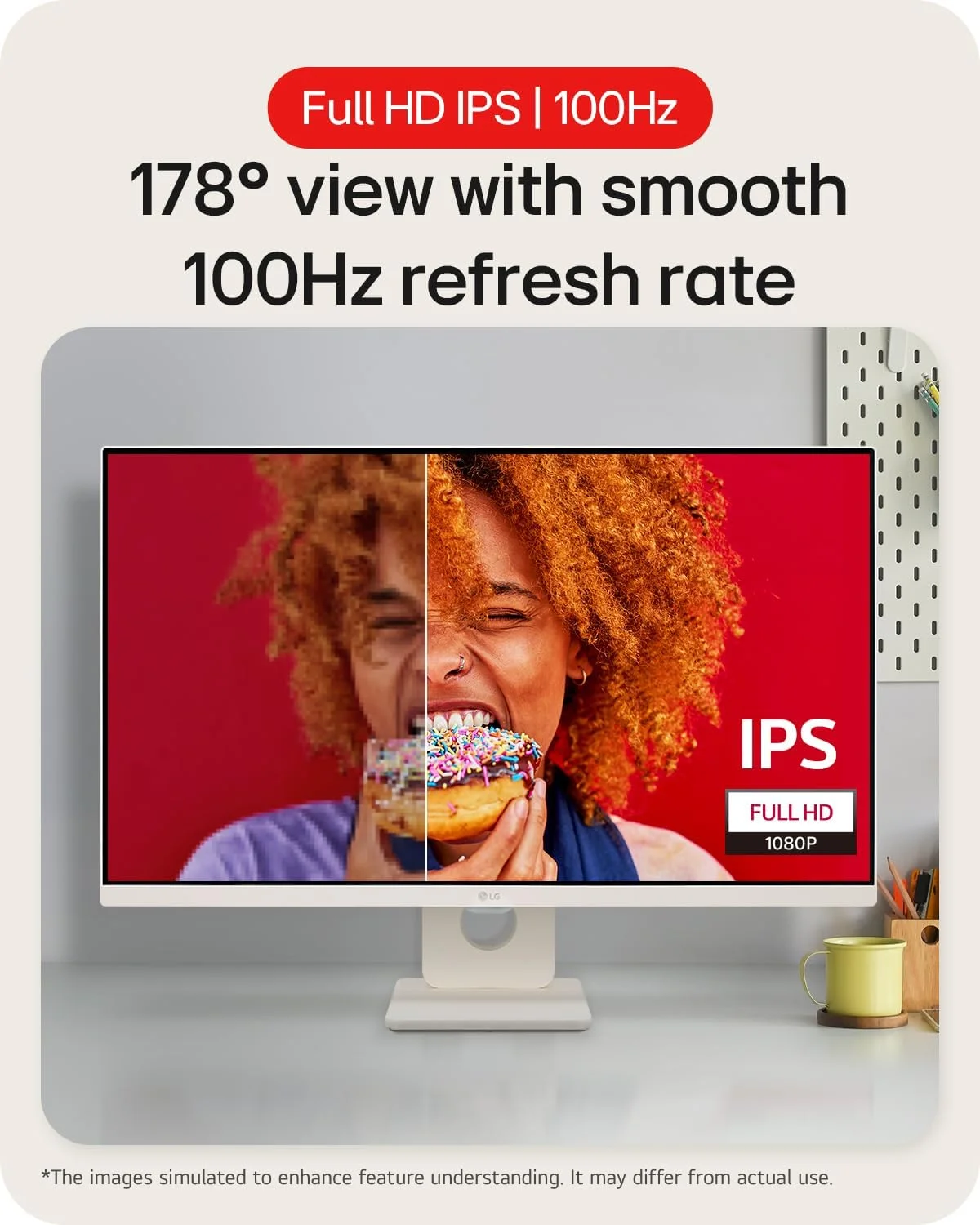 مانیتور هوشمند ال‌جی مدل 27U511SA-W - فول اچ‌دی 1080p IPS 27 اینچ، 100 هرتز، زمان پاسخگویی 5 میلی‌ثانیه، بلندگوهای داخلی، اتصال وای‌فای و بلوتوث، بدون حاشیه، برنامه‌های تلویزیون هوشمند webOS، کنترل از راه دور، سفید