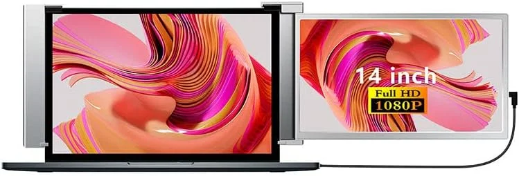 مانیتور قابل حمل ۱۴ اینچی Lipa S14 - نمایشگر اضافی لپ تاپ - صفحه نمایش قابل حمل - HDR - Full HD با نرخ ۶۰ هرتز - USB-C و HDMI - برای لپ تاپ های بین ۱۴ تا ۱۷ اینچ - بلندگوها - قابلیت استفاده جداگانه