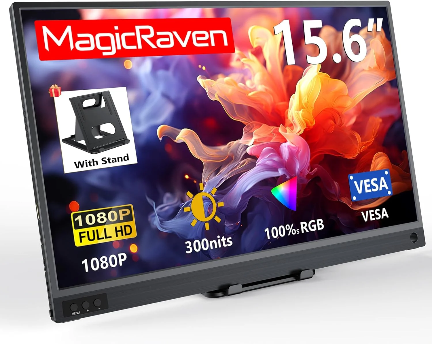 مانیتور قابل حمل 15.6 اینچی 1080P برای لپ تاپ، صفحه نمایش بازی HDMI USB C، صفحه نمایش مسافرتی برای PS4/5 Xbox Switch MAC PC Phone (بدون بلندگو)