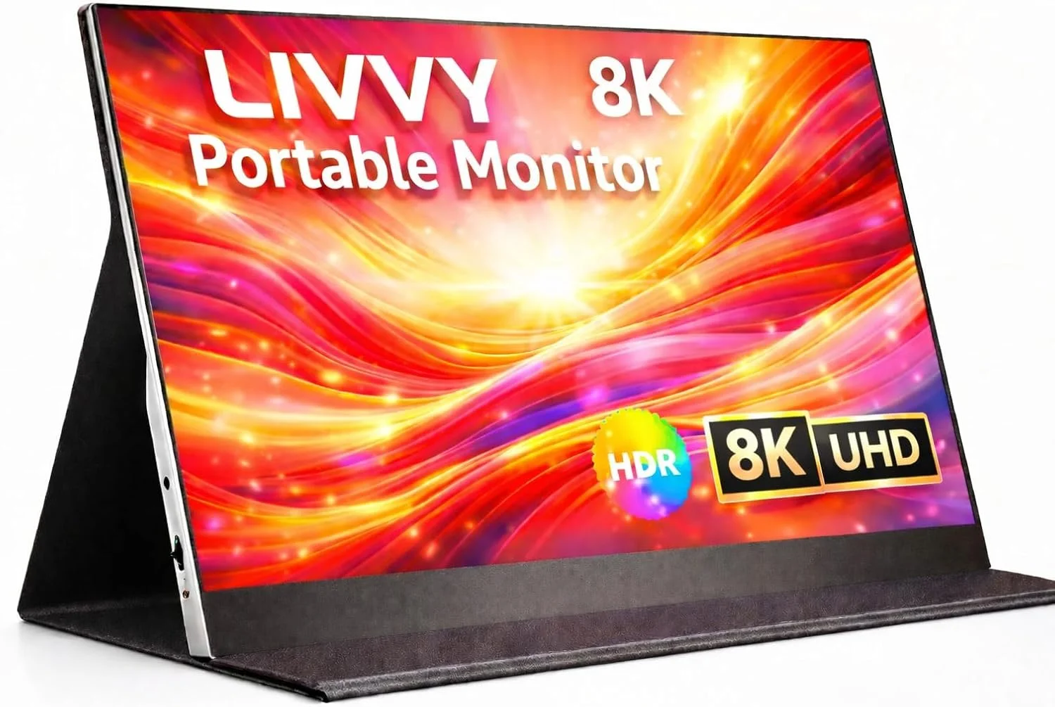 مانیتور قابل حمل 15.6 اینچی، نمایشگر IPS با کیفیت 8K UHD 7680×4320، پوشش 72% RGB، بلندگوهای داخلی، USB-C Type-C، سازگار با آیفون، کامپیوتر، لپ تاپ، مک بوک، ایکس باکس، صفحه نمایش گسترده لپ تاپ، شاشة متنقلة