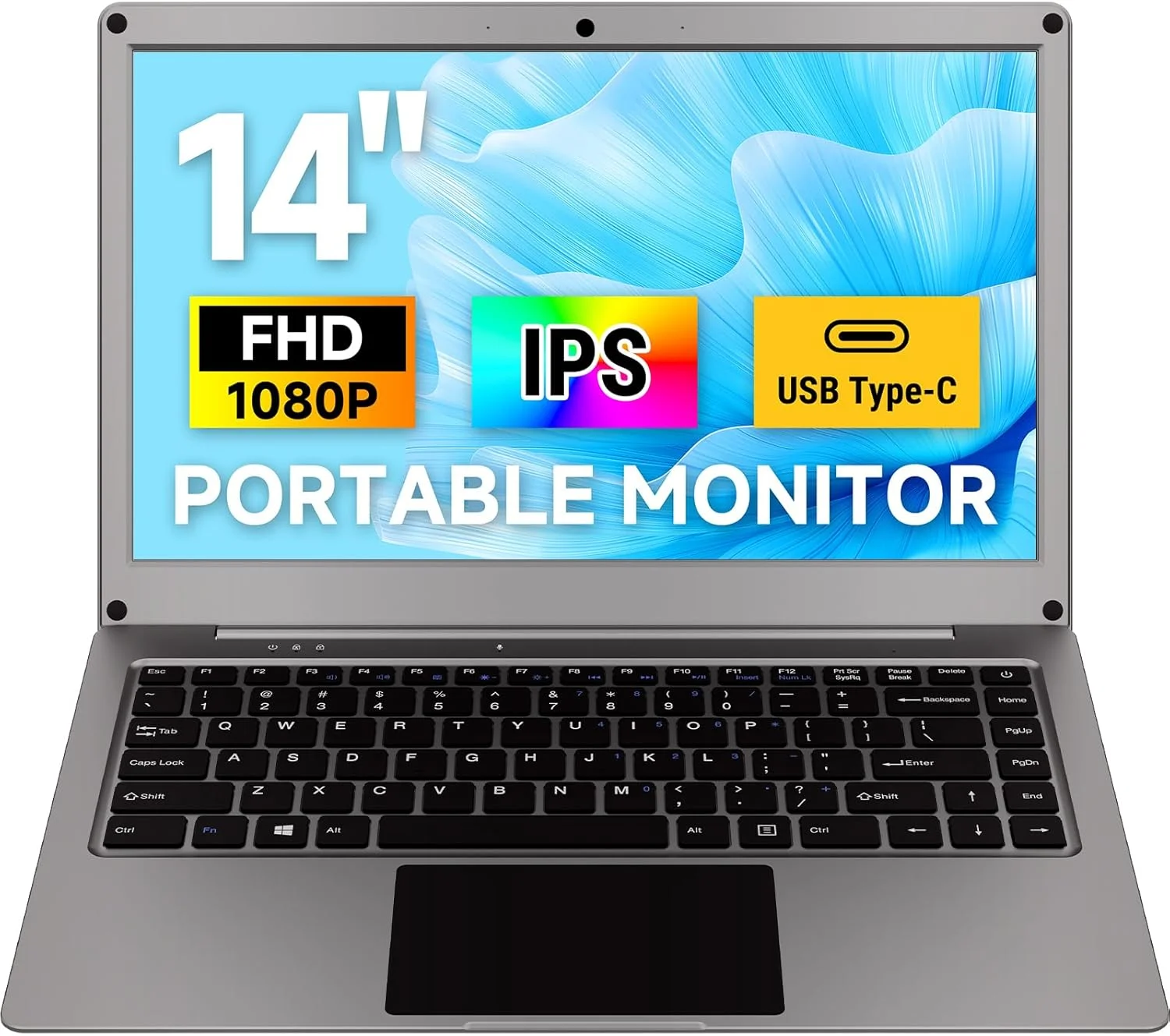 مانیتور قابل حمل ELECROW با کیبورد، نمایشگر ۱۴ اینچی Lapdock با باتری داخلی، مانیتورهای 1080P FHD USB C با آداپتورهای RPi5 و Jetson سازگار با Raspberry Pi، PC، تلفن، Mac، کنسول بازی