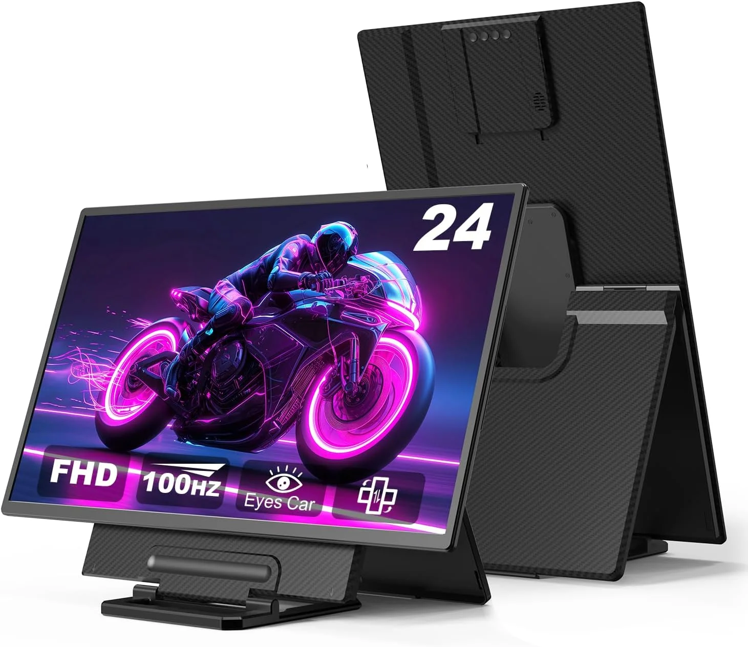 مانیتور قابل حمل بزرگ ۲۴ اینچی، گسترش دهنده صفحه نمایش لپ تاپ 1080P FHD 100Hz، گسترش دهنده مانیتور IPS با پوشش 125% sRGB، USB C HDMI مناسب برای کاربری اداری و بازی، به همراه پایه جداشدنی، مانیتور مسافرتی برای ویندوز، مک، تلفن، ایکس باکس و سوییچ