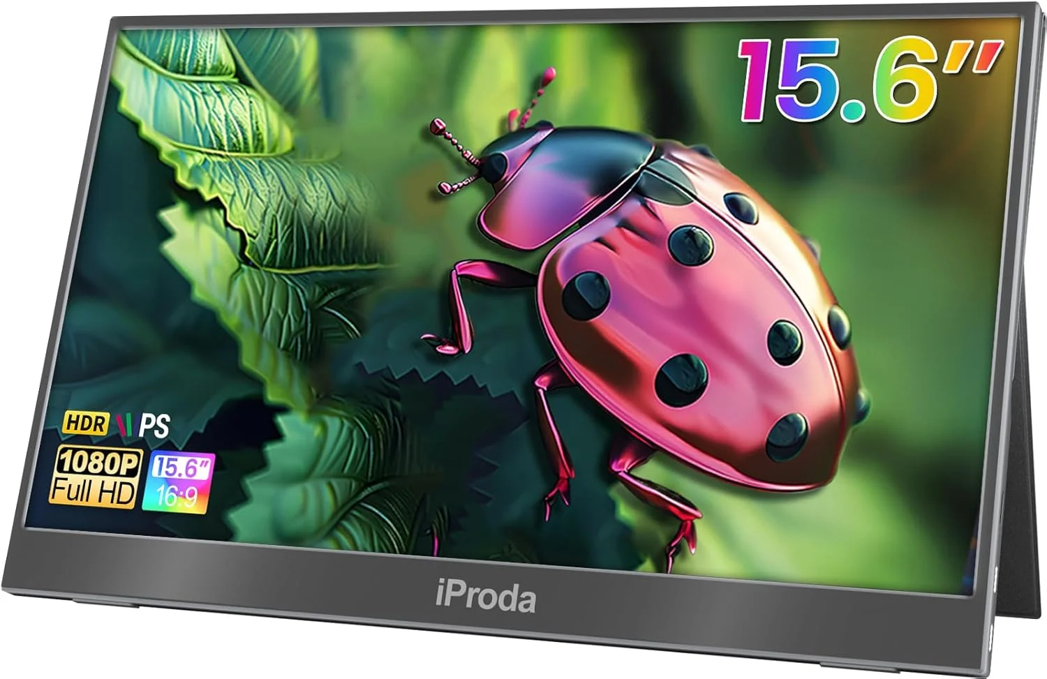 مانیتور قابل حمل 15.6 اینچی FHD 1080P با بلندگو، توسعه نمایشگر برای کامپیوتر، لپ تاپ، مانیتور USB-C برای لپ تاپ، نمایشگر دوم برای بازی سوییچ/ایکس باکس