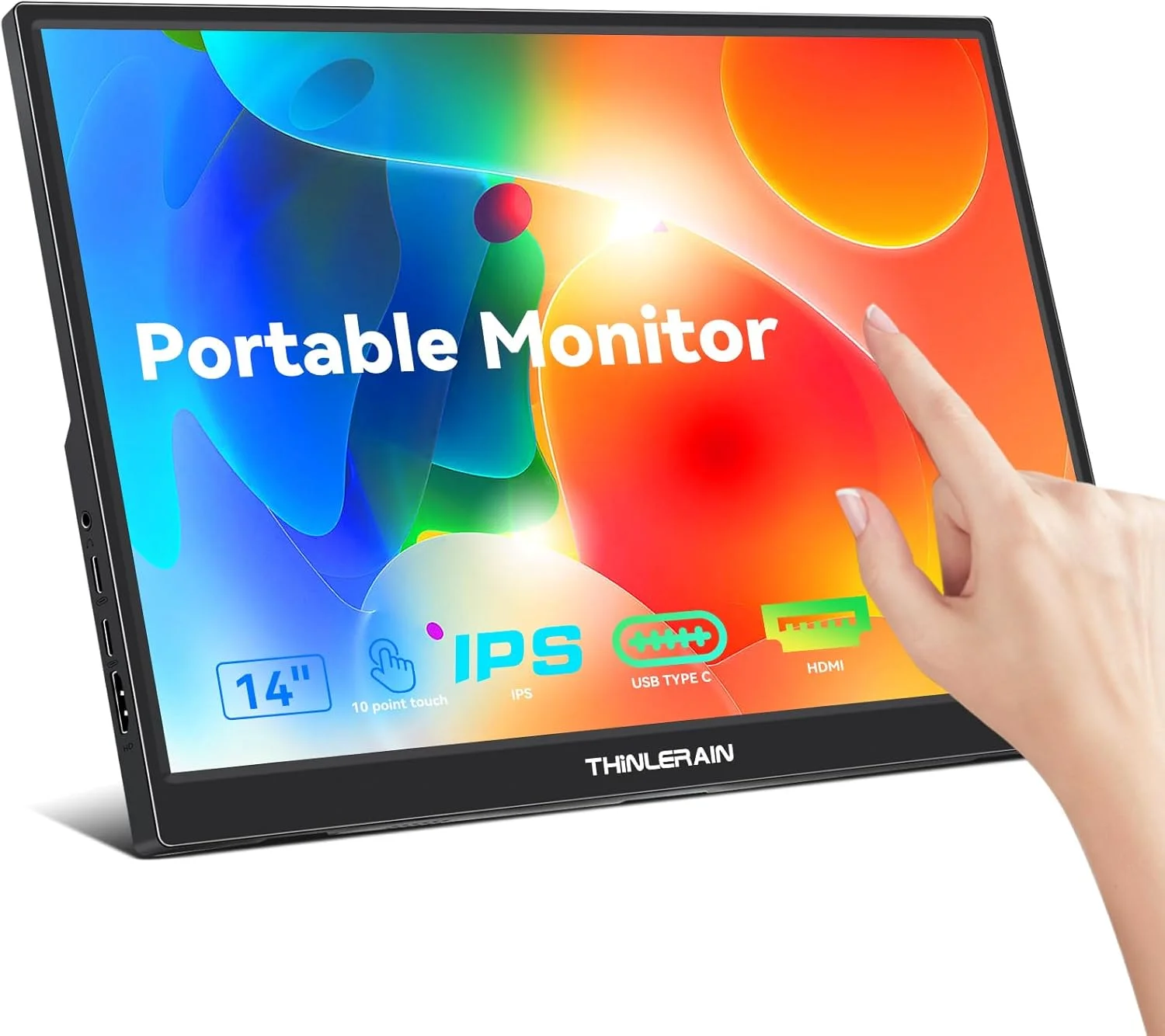 مانیتور لمسی قابل حمل ۱۴ اینچی USB C با صفحه نمایش IPS 1920 در 1200 و HDMI برای کامپیوتر