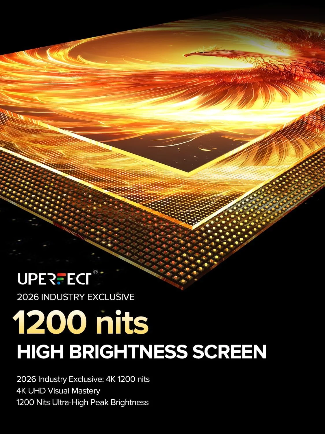 مانیتور قابل حمل 16 اینچی UPERFECT 4K | مانیتور لپ تاپ 1200 نیت | 3840 * 2400 UHD | کنتراست 2000:1 | USB-C و HDMI | VESA و کیف هوشمند | صفحه نمایش مسافرتی برای کامپیوتر، مینی پی سی، کنسول های بازی