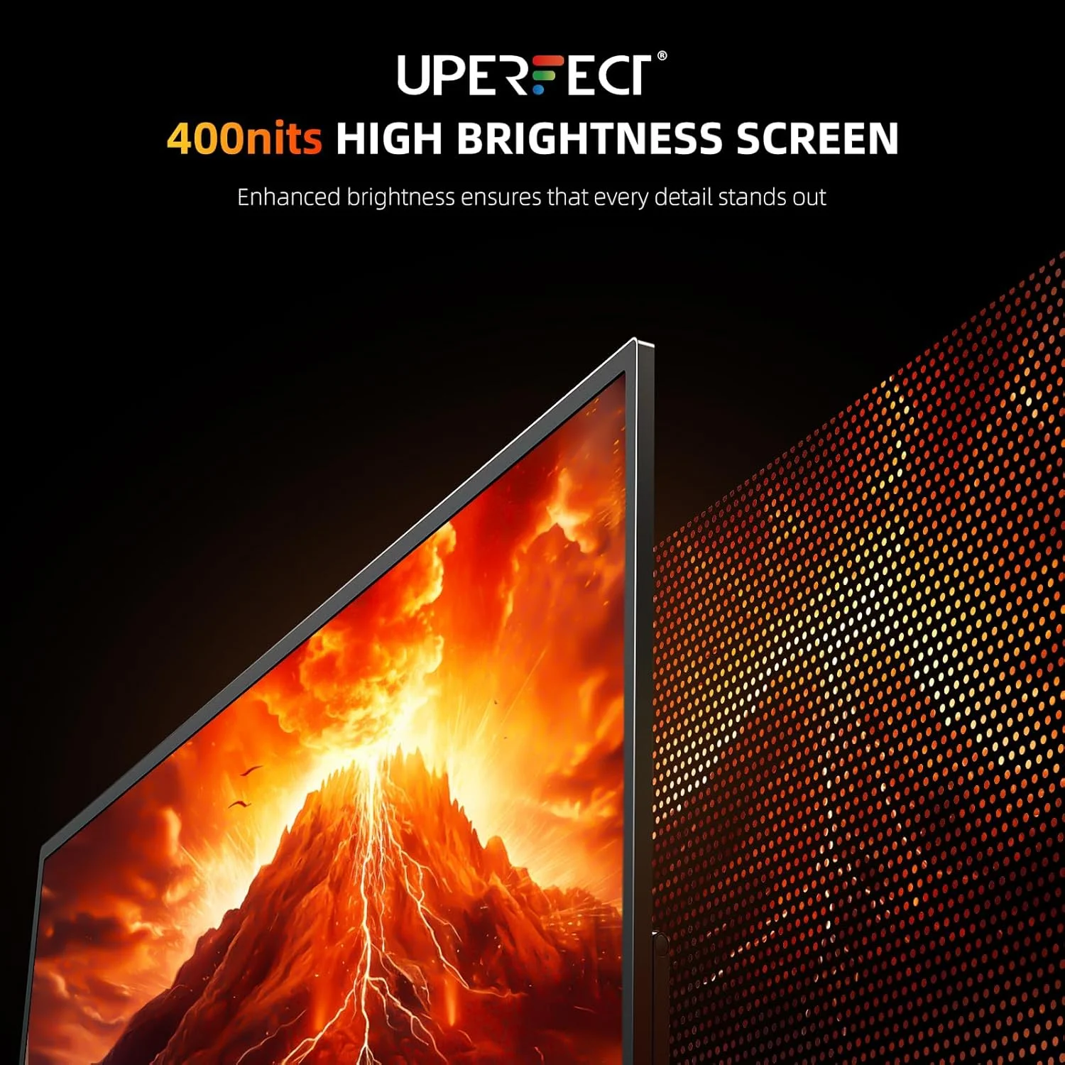 مانیتور قابل حمل 23.8 اینچی UPERFECT 4K QLED | مانیتور بزرگ 24 اینچی 400 نیت | 3840 * 2160 UHD 100% DCI-P3 | 1MS FreeSync | USB-C و HDMI | VESA و پایه نگهدارنده | صفحه نمایش دوم برای کامپیوتر، مینی پی سی، کنسول های بازی
