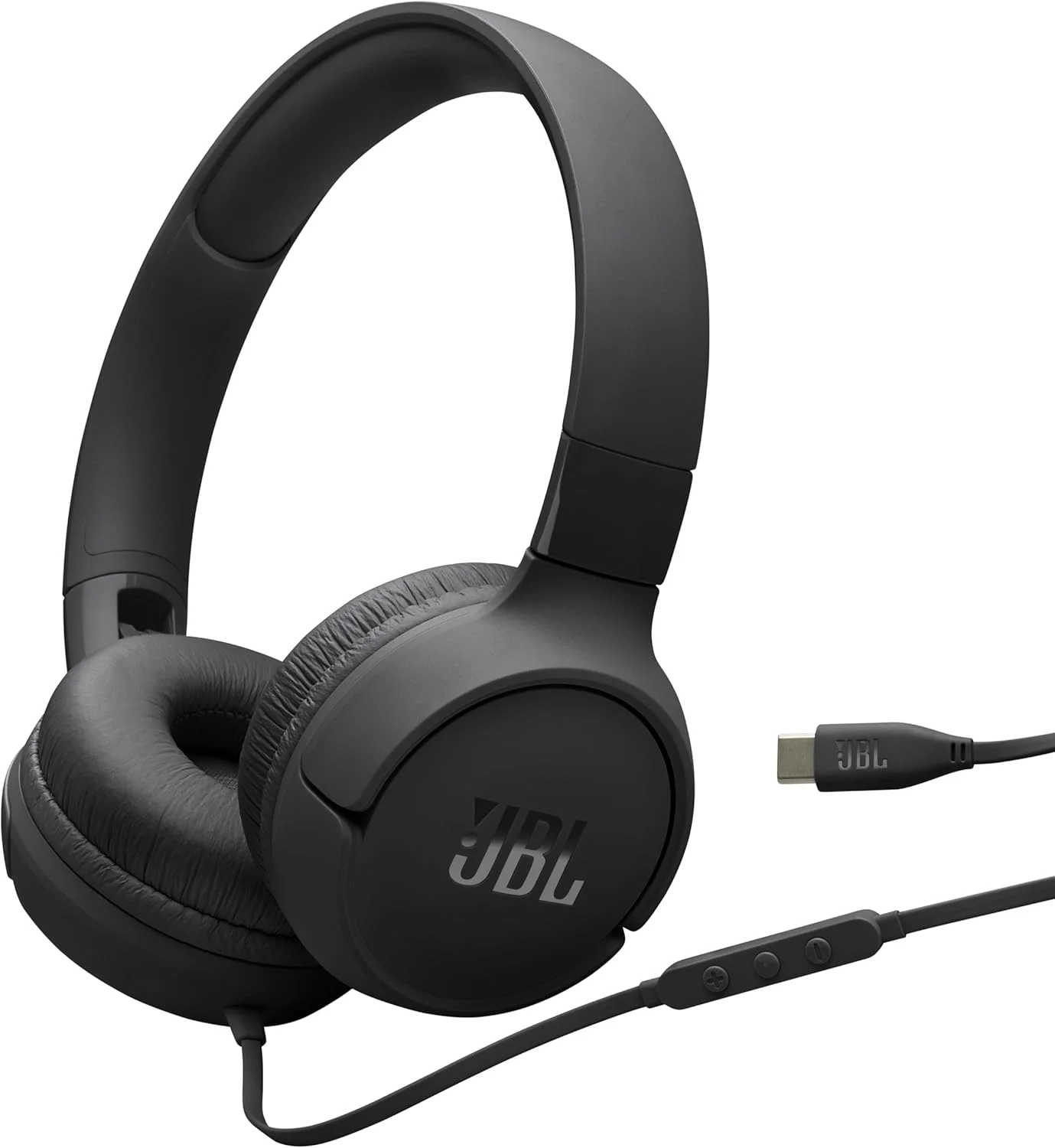 هدفون روگوشی سیم دار JBL Tune 520C - USB-C با پشتیبانی از صدای Hi-Res، صدای Pure Bass، فیت راحت، اتصال USB-C، ریموت 3 دکمه ای با میکروفون و کنترل پیش تنظیمات EQ (مشکی)