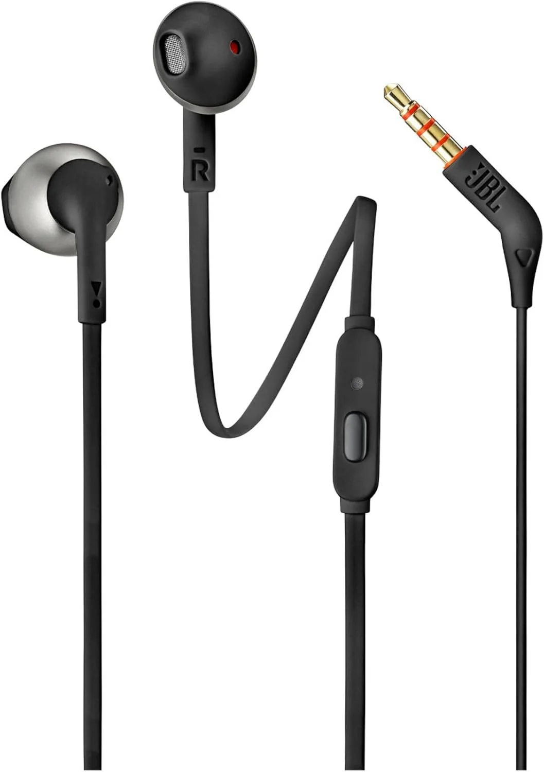 هدفون سیمی داخل گوشی JBL Tune 205 با طراحی ارگونومیک راحت، صدای بیس خالص، کابل تخت بدون گره خوردگی با ریموت 1 دکمه و میکروفون (مشکی)