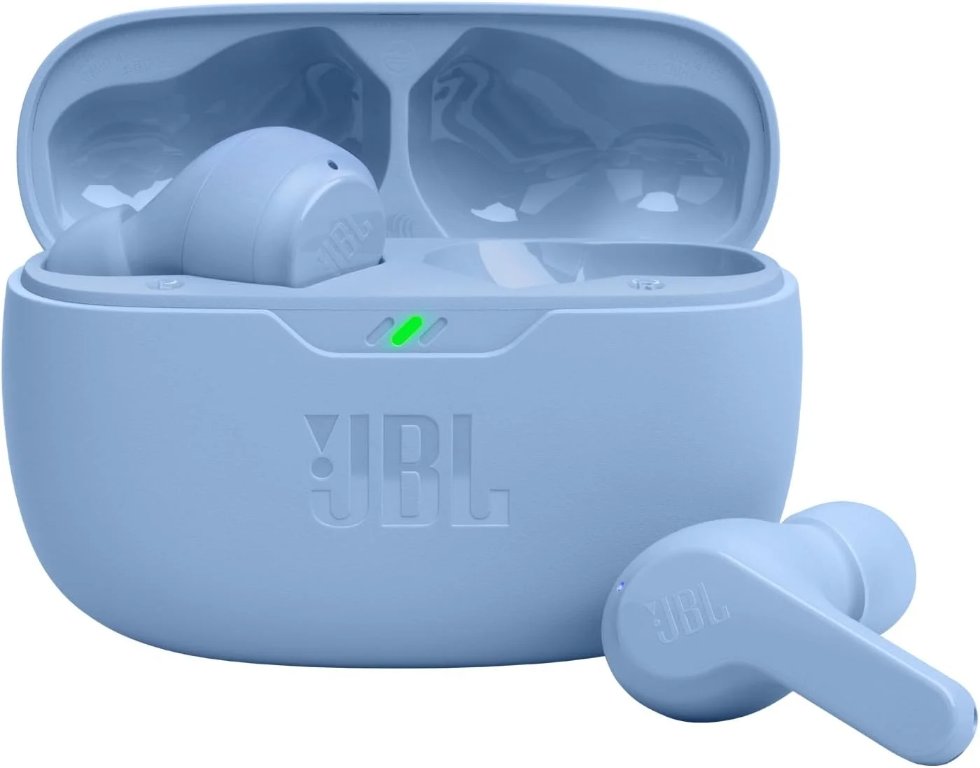 هدفون بی سیم داخل گوشی JBL Vibe Beam (TWS) با میکروفون، برنامه برای اکولایزر بیس سفارشی، 32 ساعت عمر باتری و شارژ سریع، مقاومت در برابر آب و گرد و غبار Ip54، Ambient Aware و Talk-Thru، Google Fastpair (آبی)