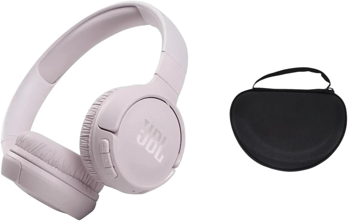 هدفون بی‌سیم رو گوشی JBL Tune 510BT با صدای Pure Bass، بلوتوث 5.0، باتری 40 ساعته، اتصال چند نقطه‌ای، تماس‌های هندزفری، طراحی سبک و تاشو، به همراه کیف حمل مسافرتی