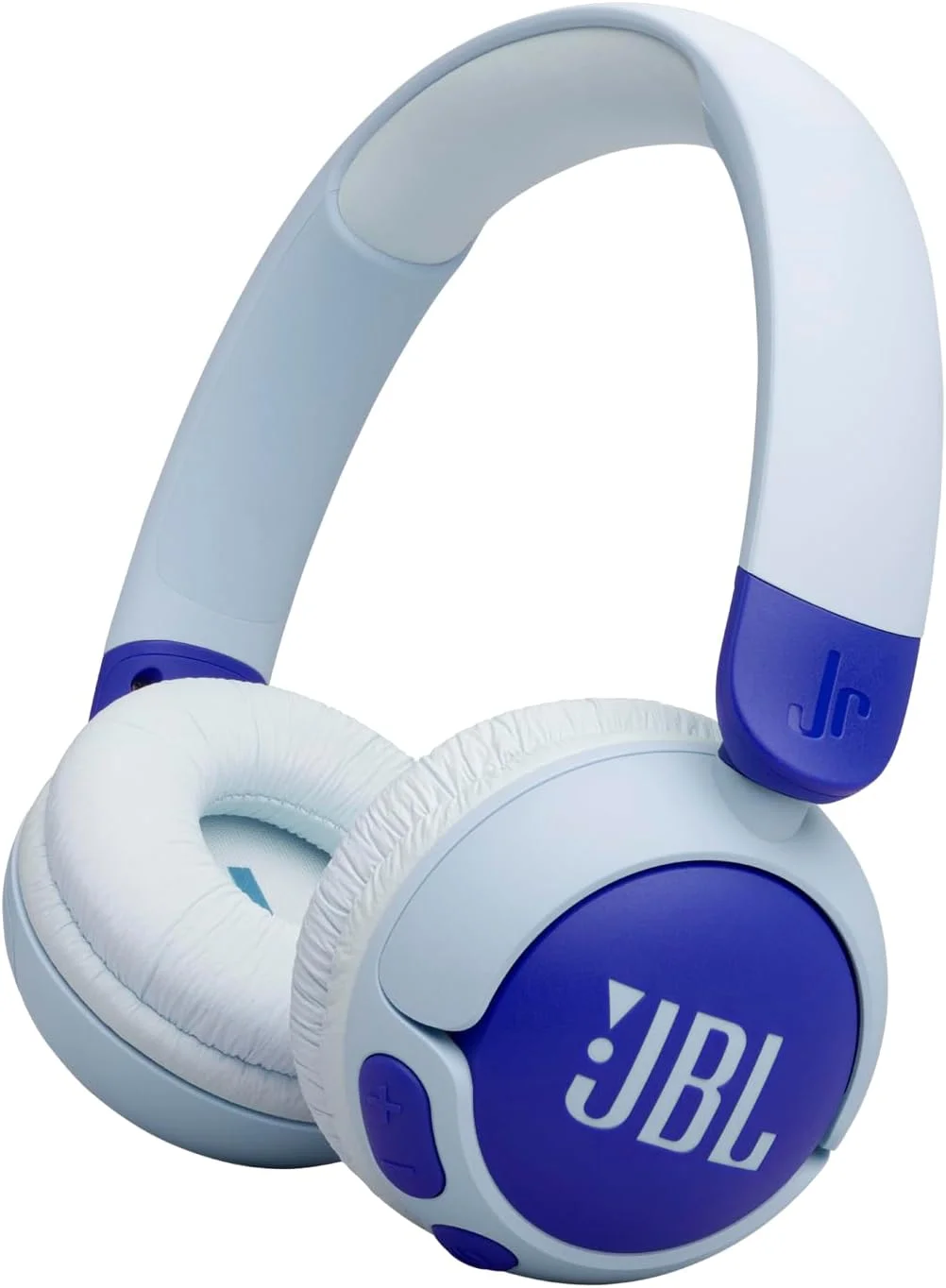 هدفون بی‌سیم بلوتوثی روگوشی JBL Junior 320 BT با میکروفون داخلی برای کودکان، 50 ساعت پخش، صدای ایمن، صدای کم، کاربری آسان و مجموعه برچسب، آبی - JBLJR320BTBLU