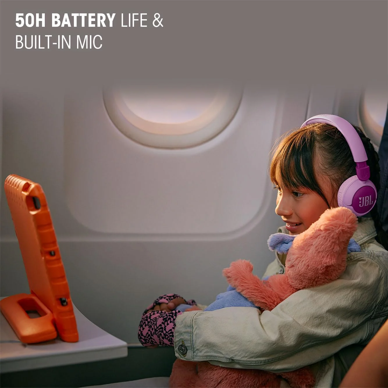 هدفون بی‌سیم بلوتوثی روگوشی JBL Junior 320 BT با میکروفون داخلی برای کودکان، 50 ساعت پخش، صدای ایمن، صدای کم، کاربری آسان و مجموعه برچسب، آبی - JBLJR320BTBLU