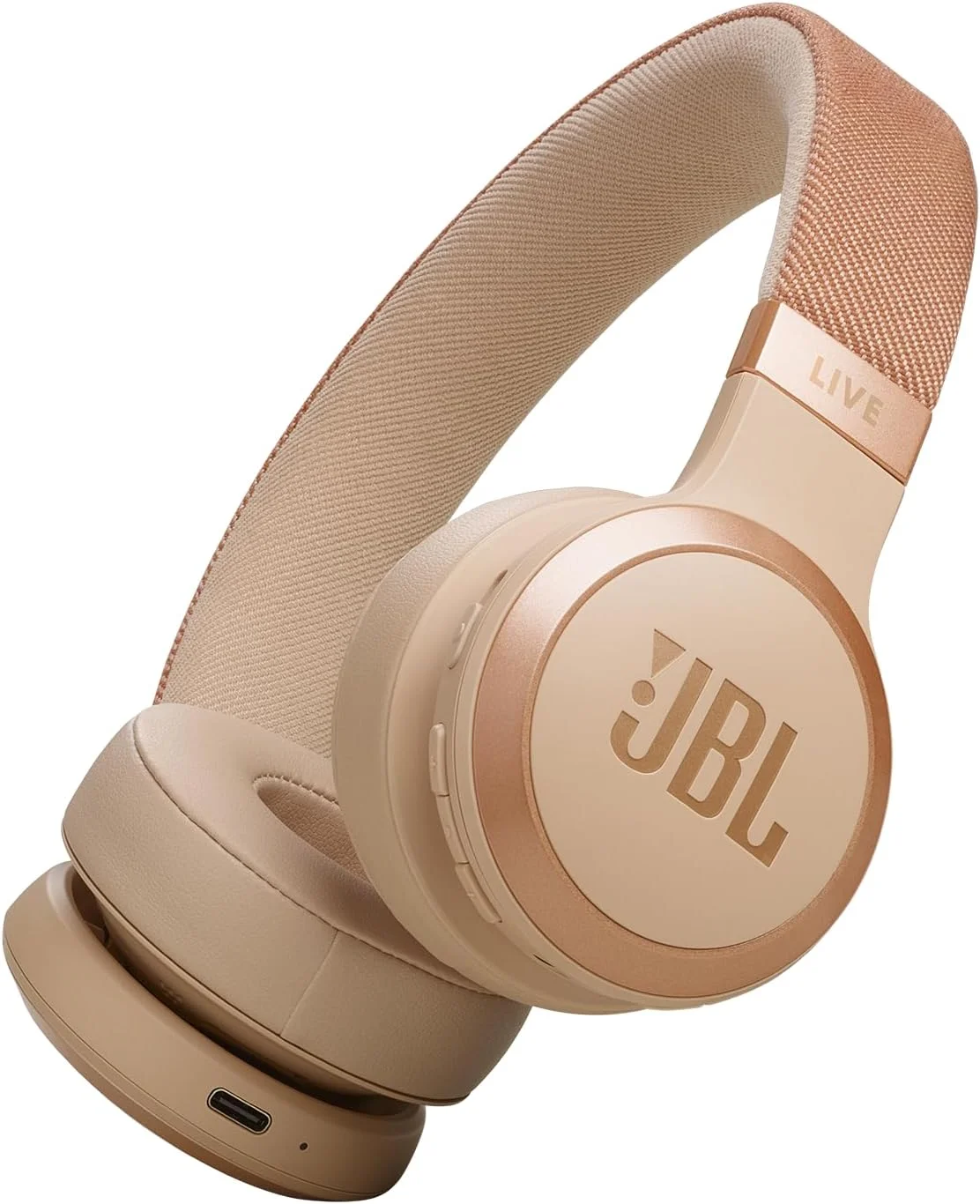 هدفون بی سیم رو گوشی JBL Live 670NC با قابلیت حذف نویز تطبیقی و Smart Ambient، عمر باتری تا 65 ساعت با شارژ سریع، طراحی سبک، راحت و تاشو (سنگ ماسه ای)