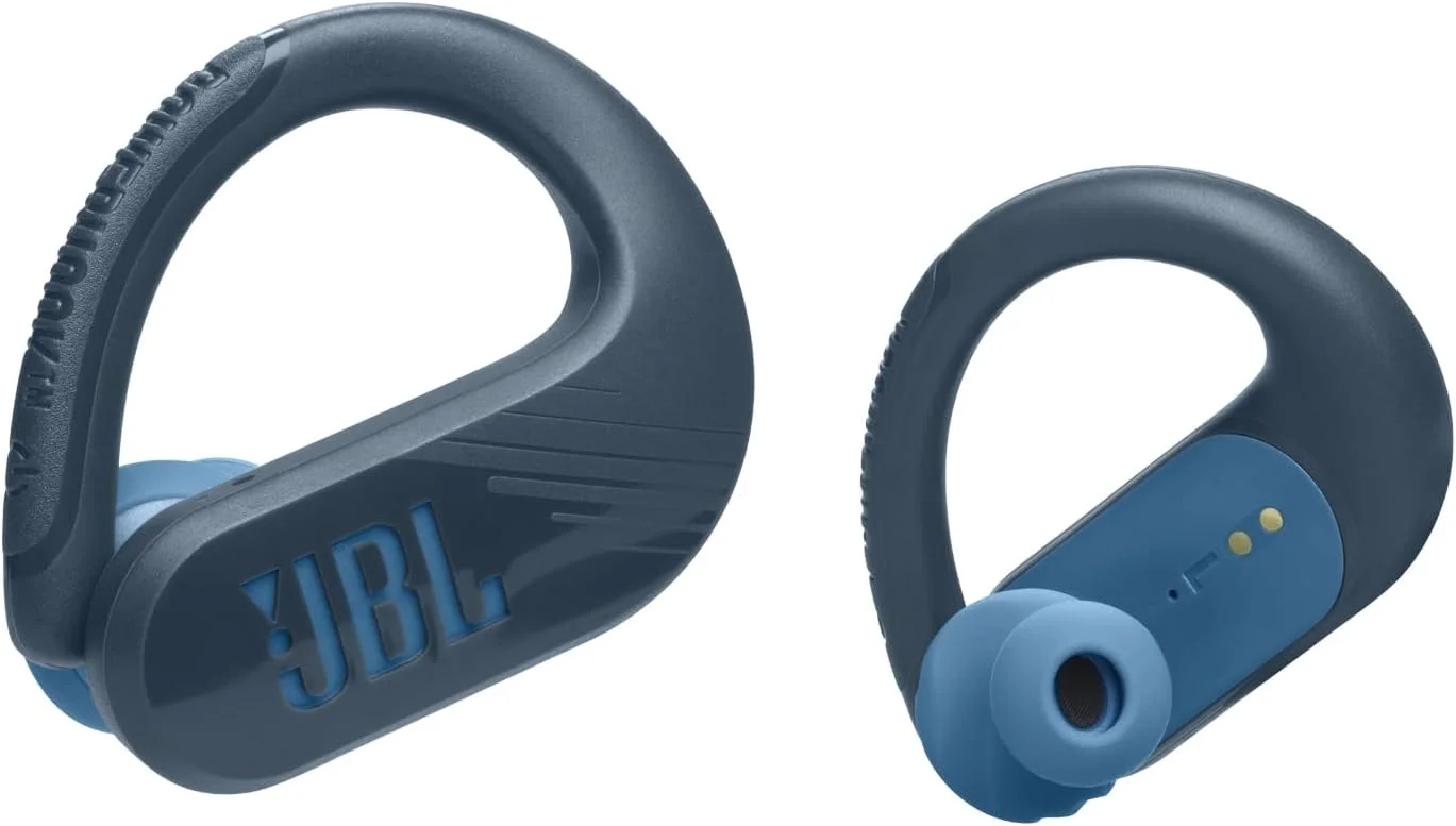 هدفون بی سیم ورزشی JBL Endurance Peak 3 مقاوم در برابر گرد و غبار و آب، صدای JBL Pure Bass، باتری 50 ساعته، Ambient Aware & Talk Thru، فناوری 4 میکروفون، طراحی Powerhook - مشکی، JBLENDURPEAK3BLU