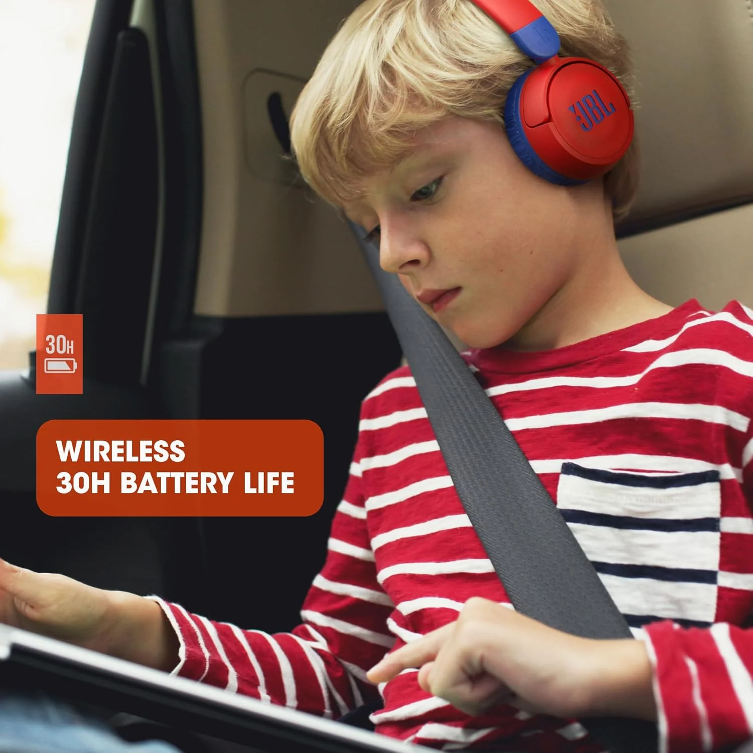 هدفون رو گوشی کودکانه JBL JR 310 (قرمز/آبی)، سایز کوچک - تصویر 3