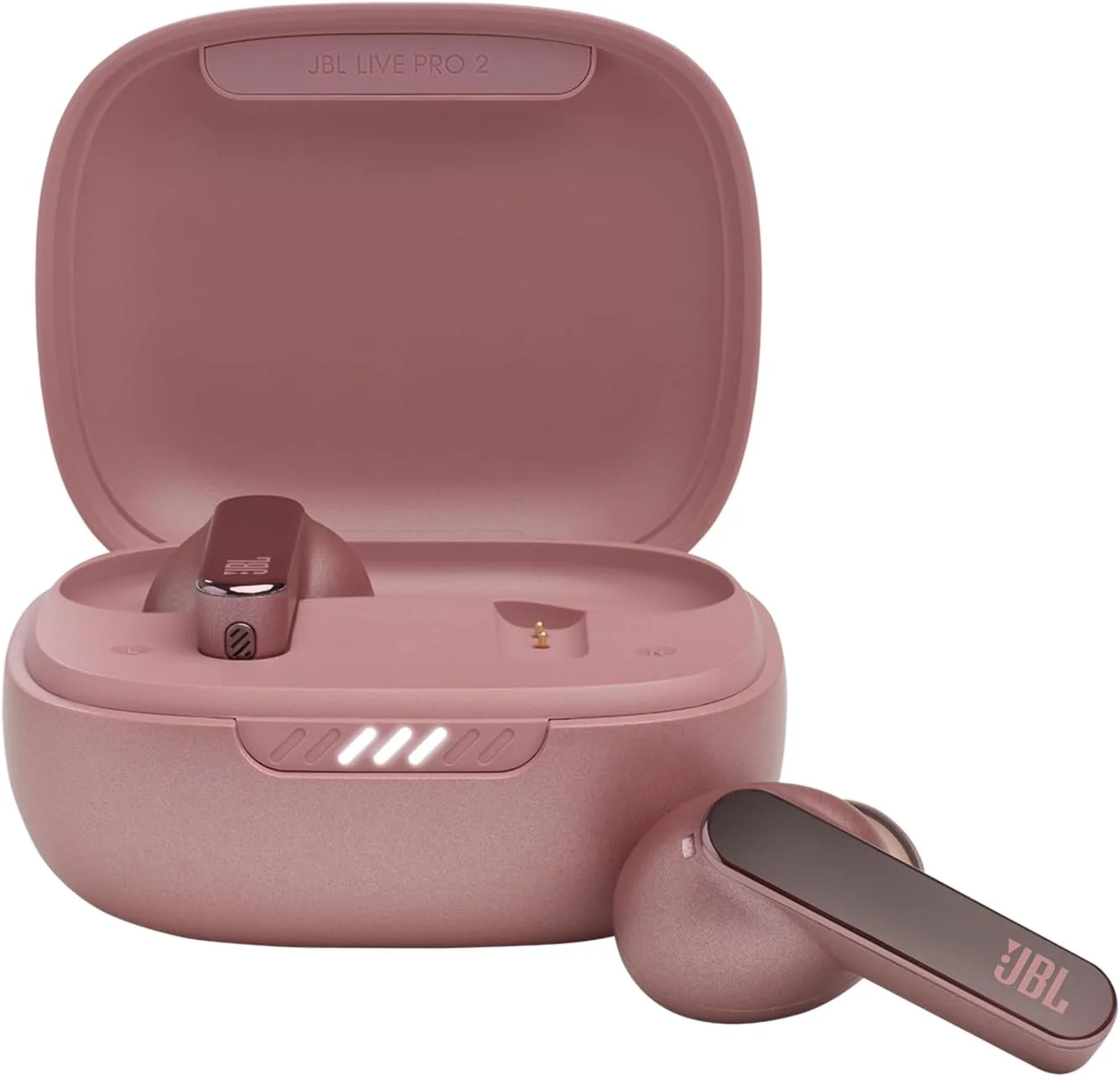 هدفون بی سیم حذف نویز JBL Live Pro 2، تا 40 ساعت پخش با شارژ بی سیم، 6 میکروفون برای تماس های عالی، کنترل لمسی و صوتی، مقاوم در برابر آب IPX5 (رنگ رز)
